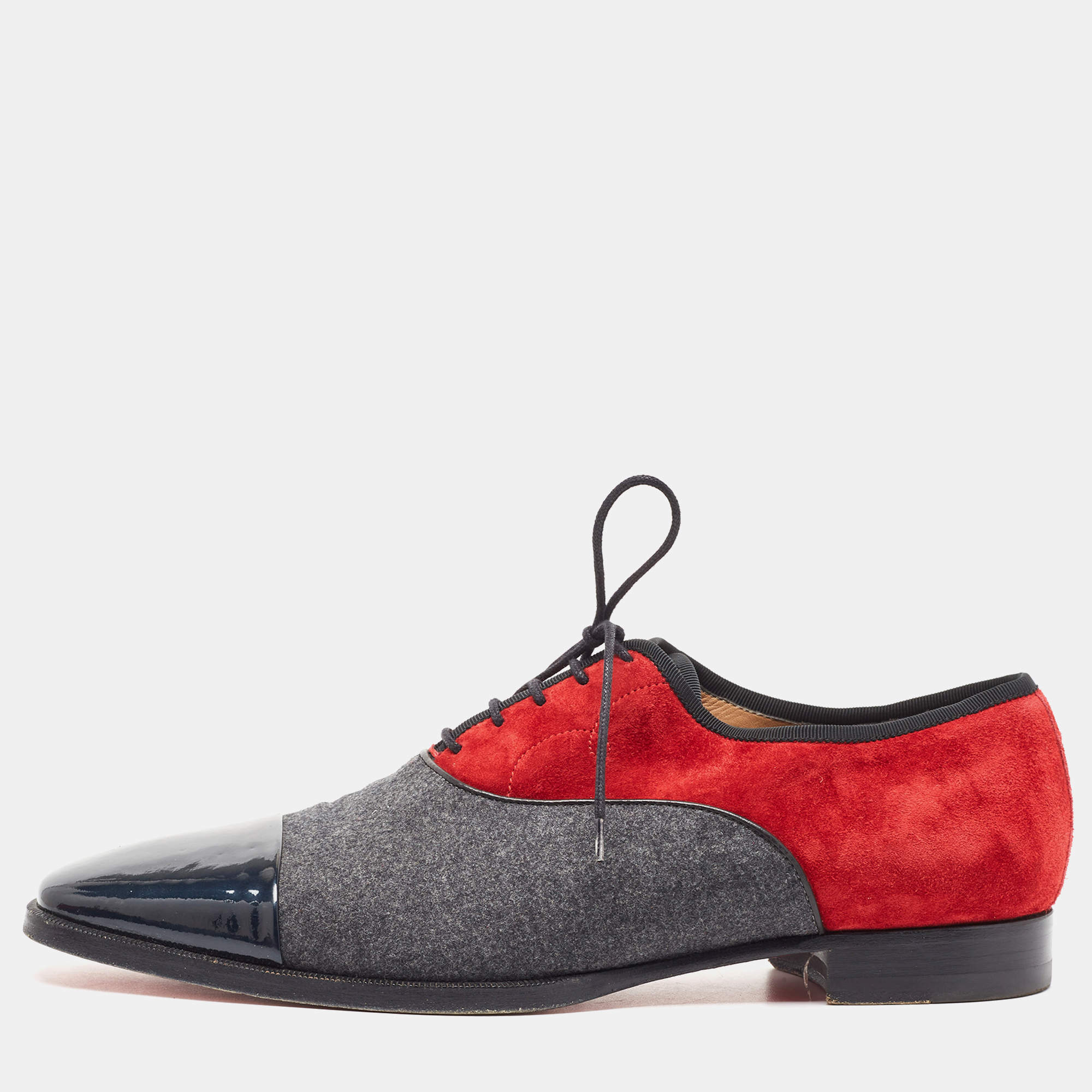 Christian Louboutin Multicolor Patent and Suede Greggo Lace Up Oxford Size 41