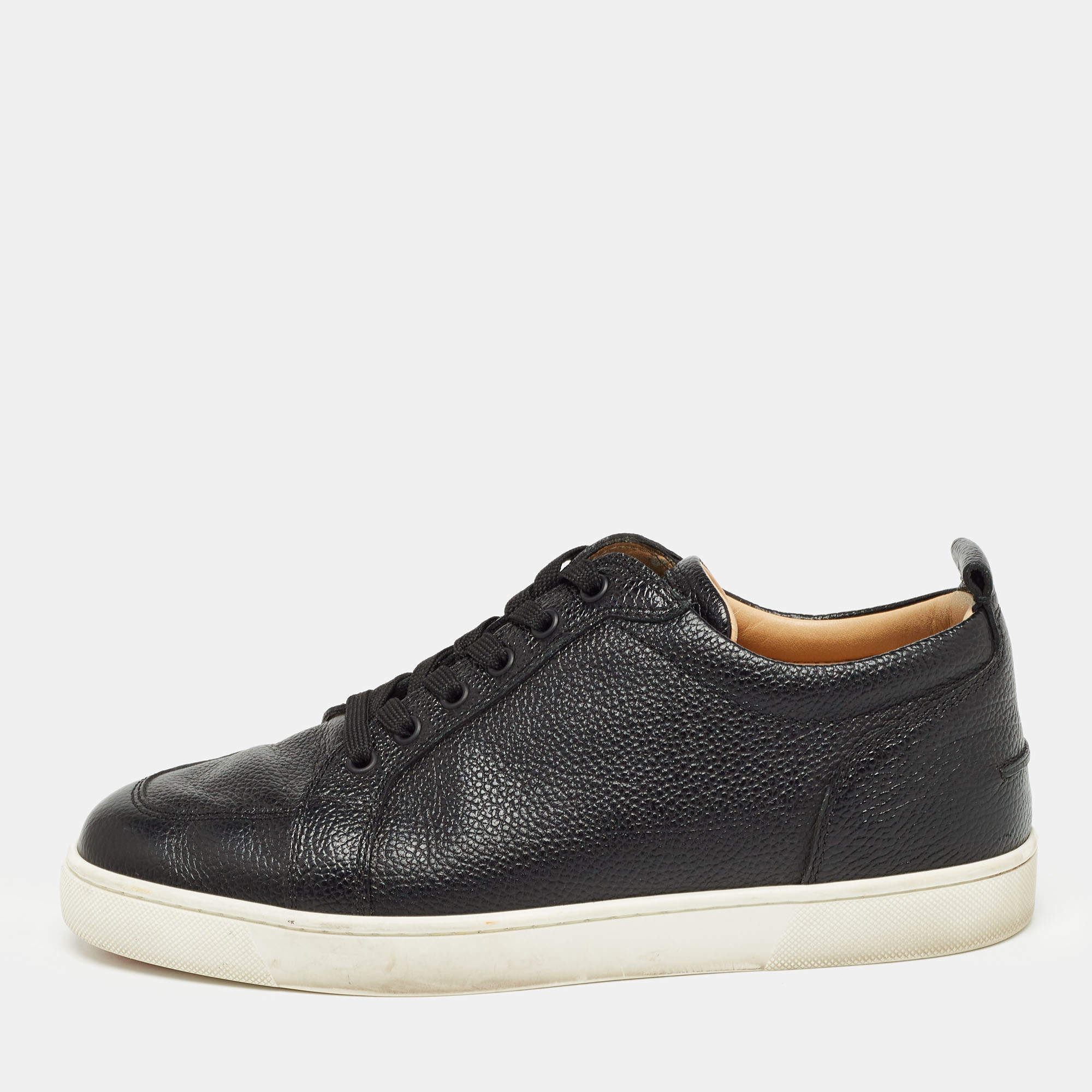 Christian Louboutin Black Leather Orlato Low Top Sneakers Size 43