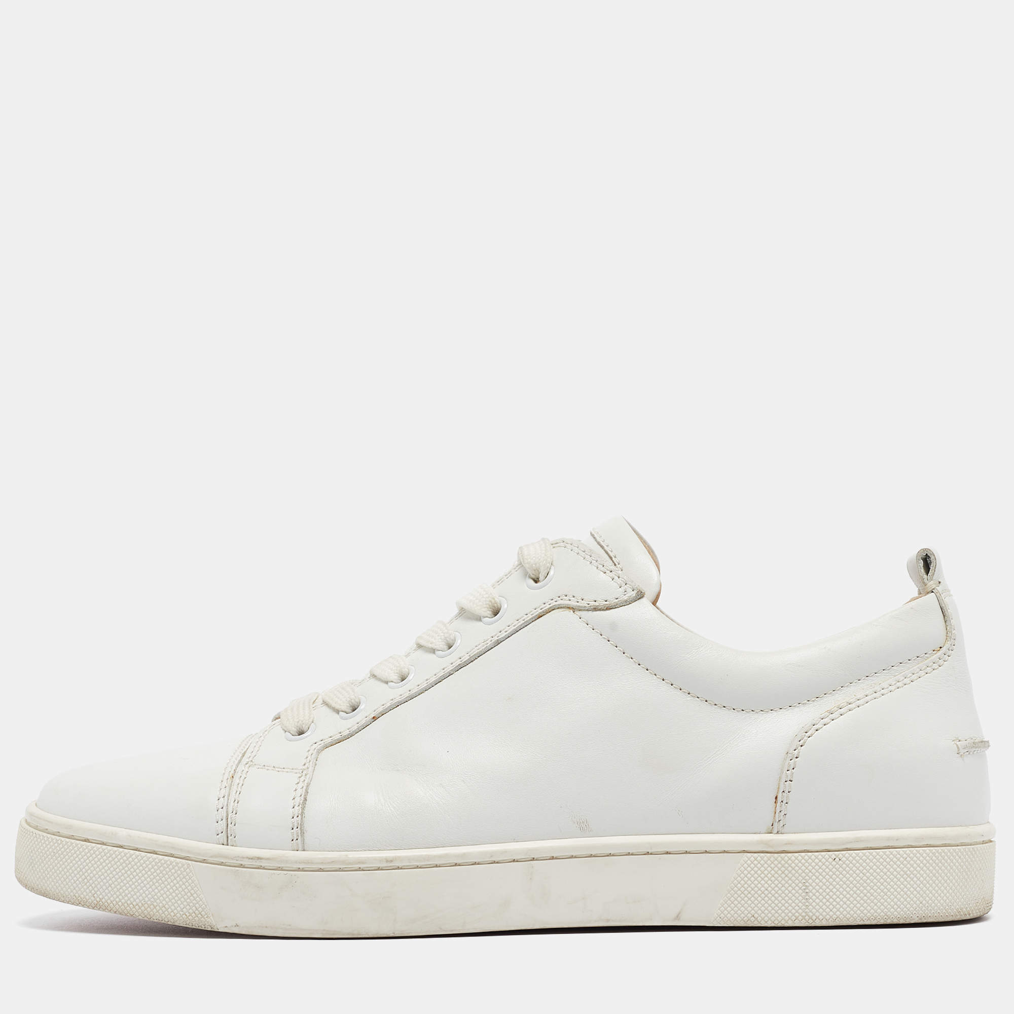 Pre Owned Christian Louboutin White Leather Louis Junior Sneakers Size 43