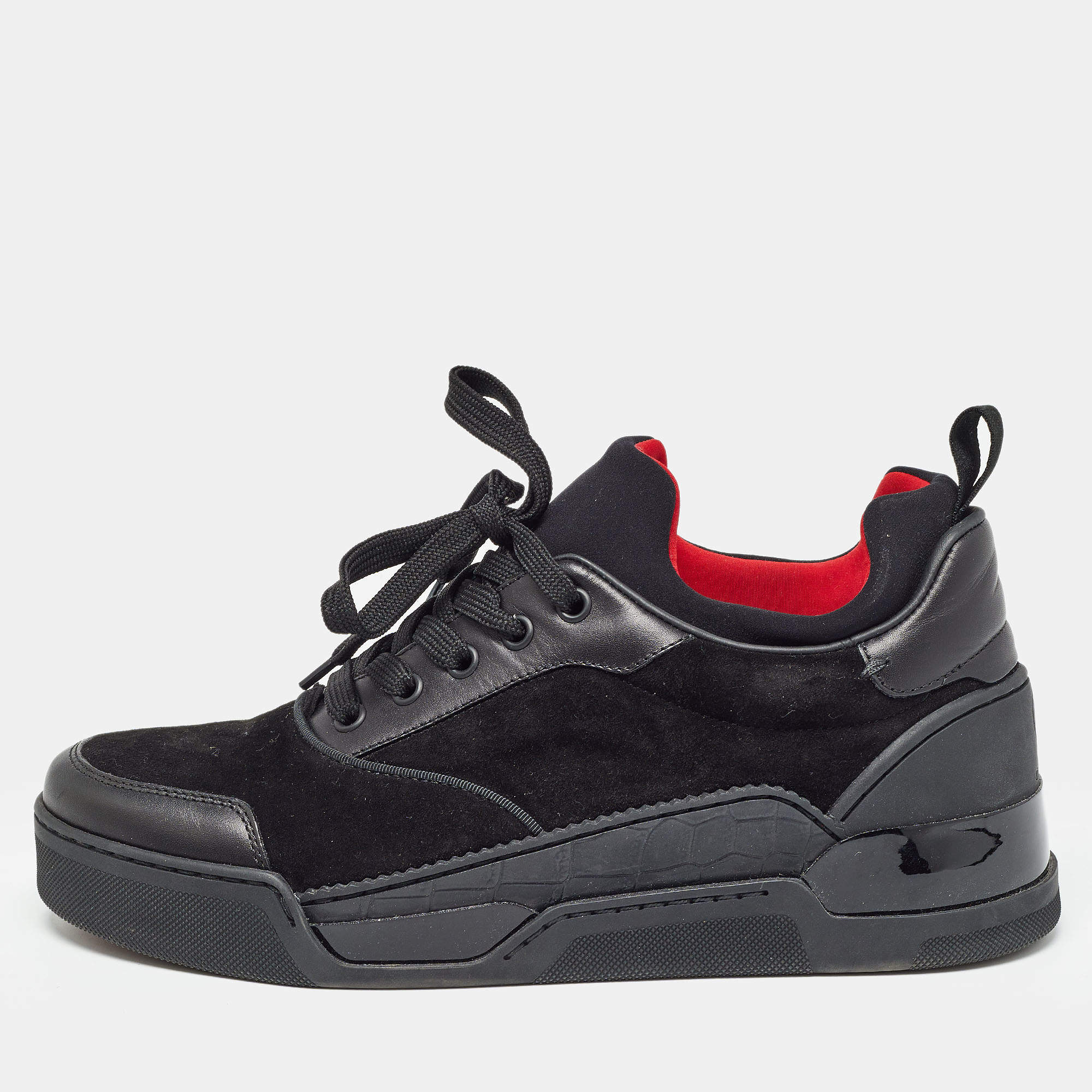 Christian Louboutin Black Leather and Suede  Aurelien Sneakers Size 40