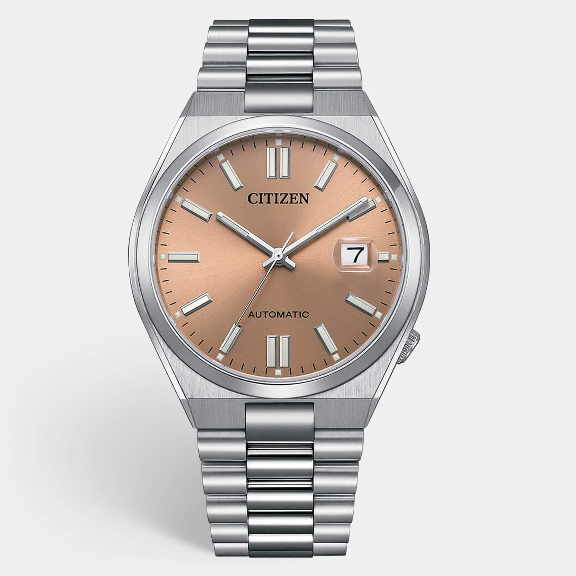Pre Owned Citizen Tsuyosa NJ0159-86Z Salmon Dial Stainless Steel Men's Wristwatch 40mm