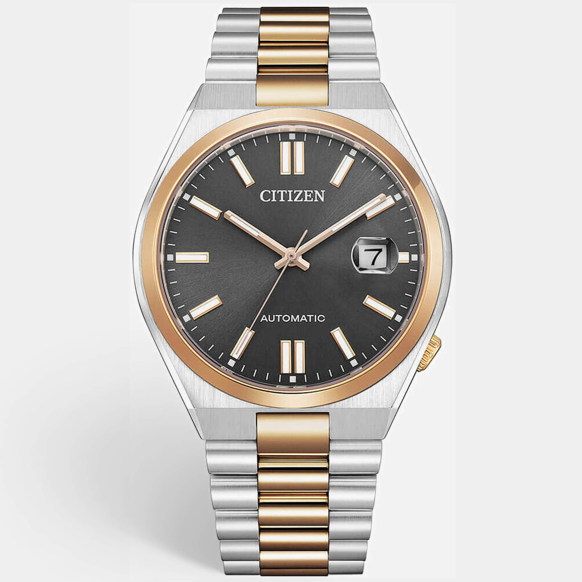 Pre Owned Citizen Tsuyosa NJ0154-80H Grey Dial Two Tone Stainless Steel Men's Wristwatch 40mm