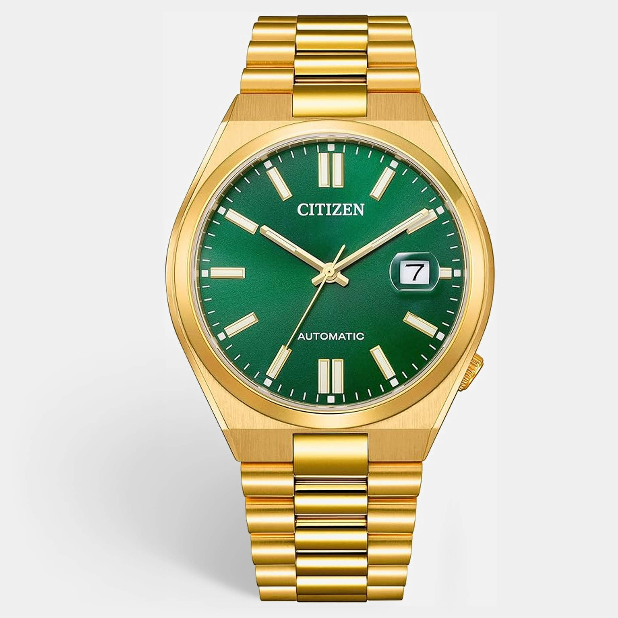 Pre Owned Citizen Tsuyosa NJ0152-51X Green Dial Gold Plated Stainless Steel Men's Wristwatch 40 mm