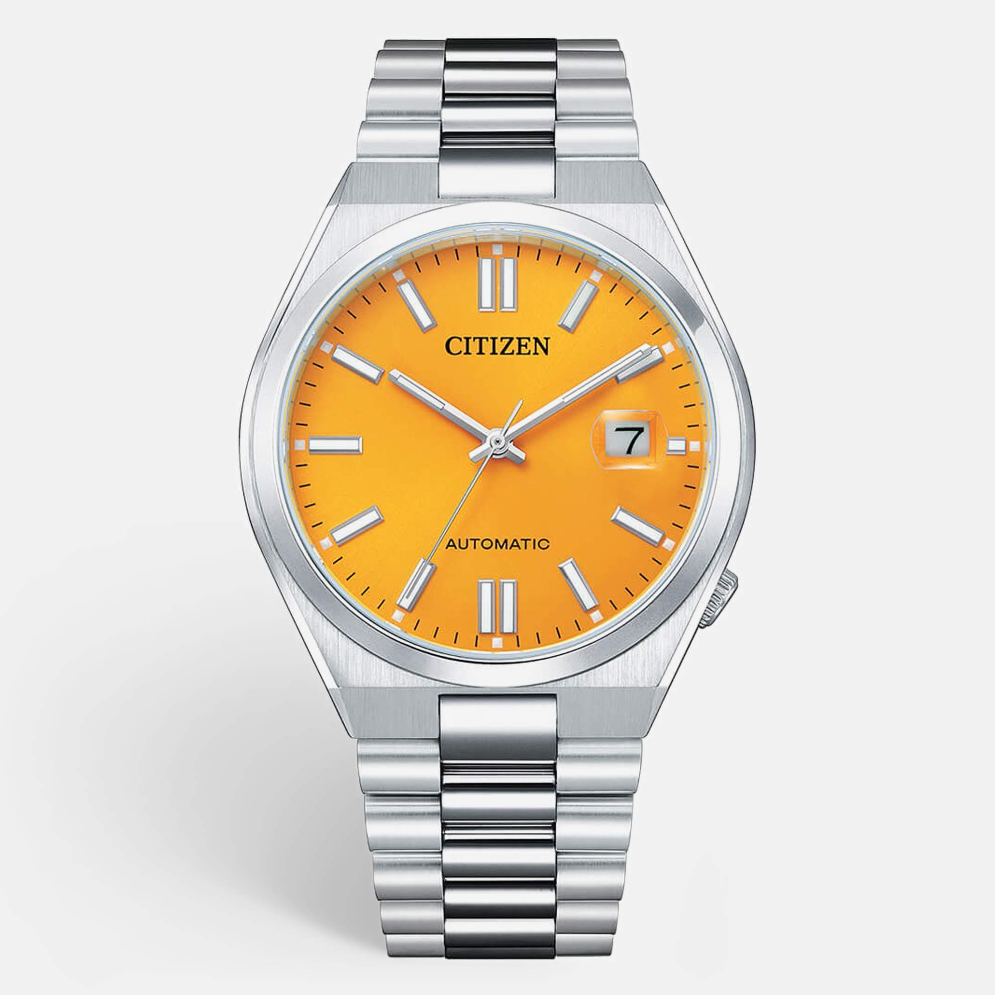 Pre Owned Citizen Tsuyosa NJ0150-56Z Sunray Yellow Dial Stainless Steel Men's Wristwatch 40 mm