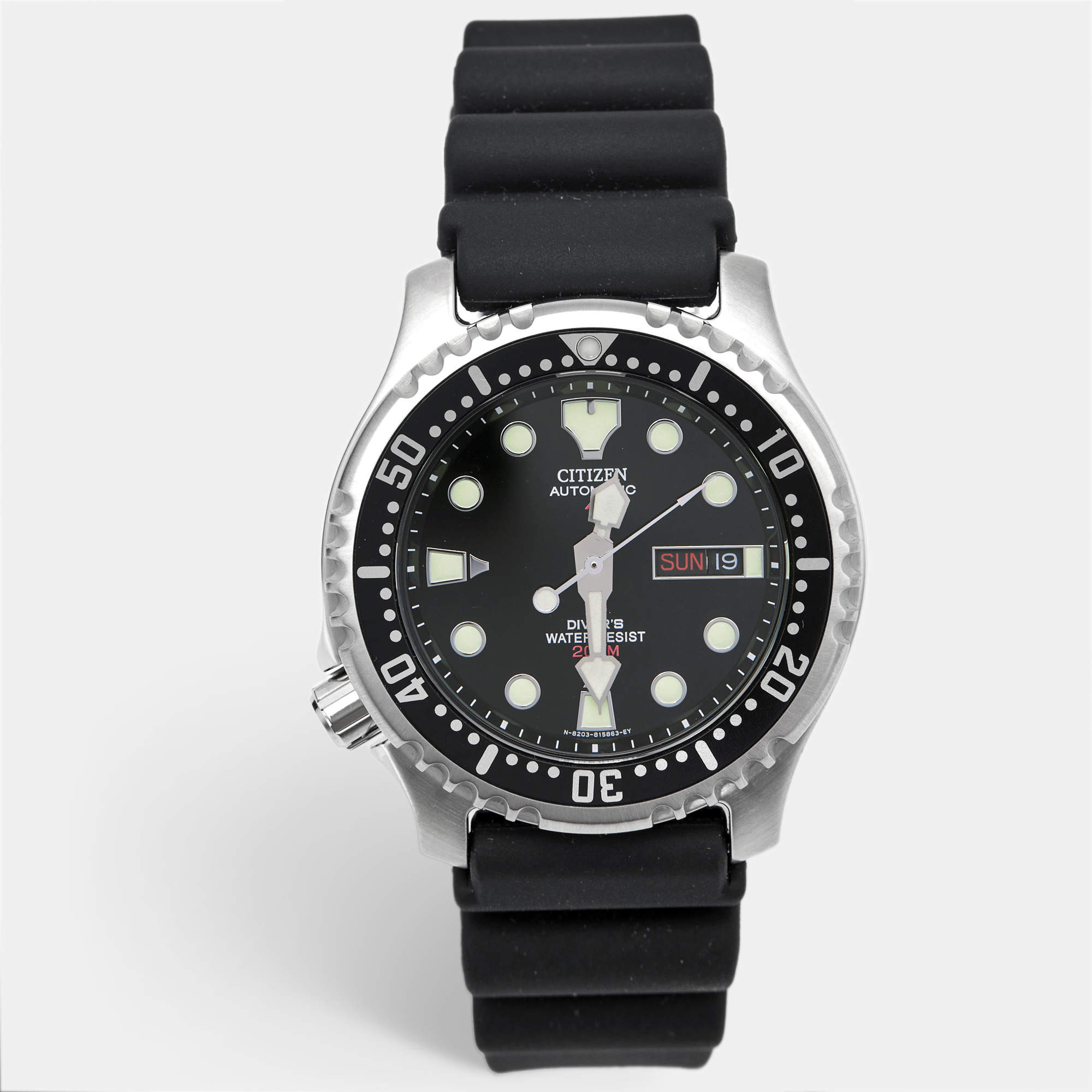Pre Owned Citizen Promaster NY0040-09EE Black Dial Stainless Steel Rubber Men's Wristwatch 42 mm