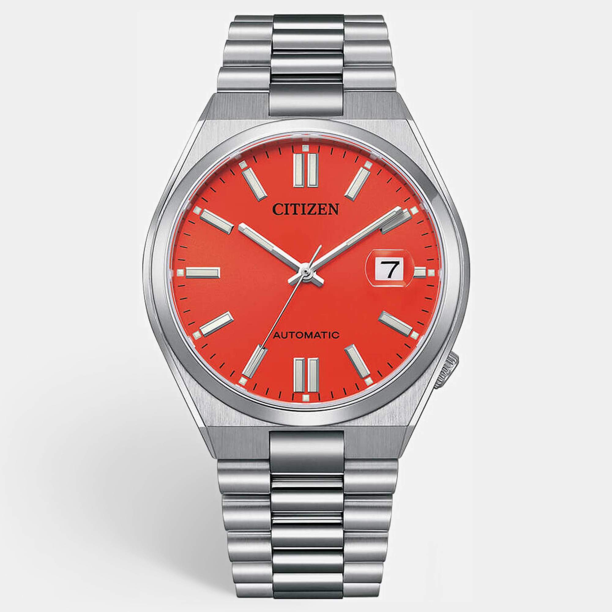Pre Owned Citizen Tsuyosa NJ0158-89W Red Dial Stainless Steel Men's Wristwatch 40 mm