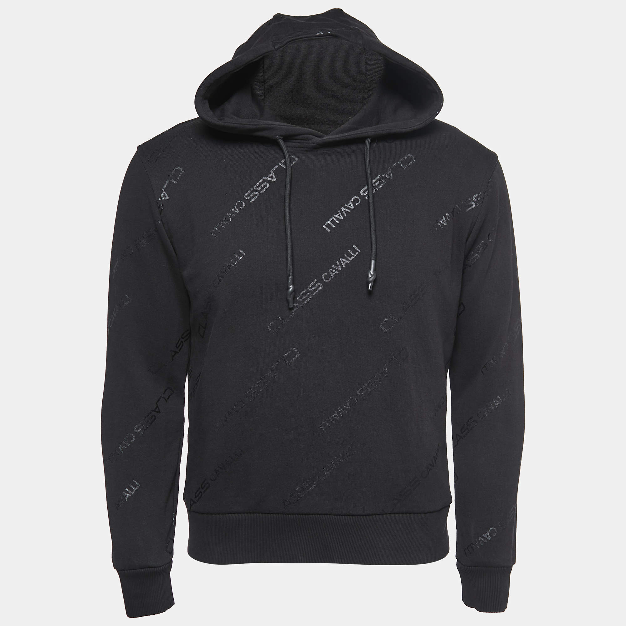 Class by Roberto Cavalli Black Logo Printed Cotton Hoodie S Class by ...