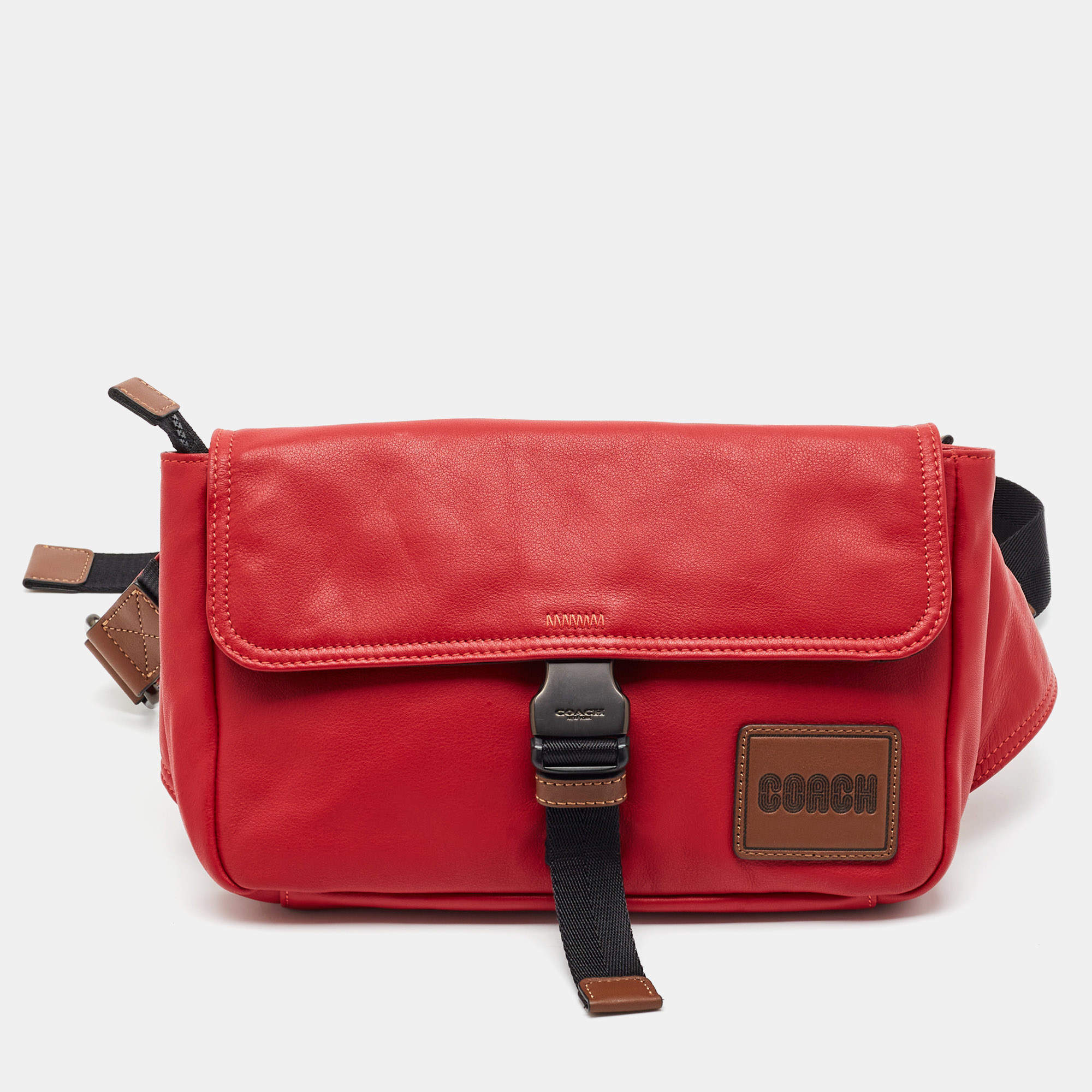 Pre Owned Coach Pacer Red/Brwon Leather Belt Bag