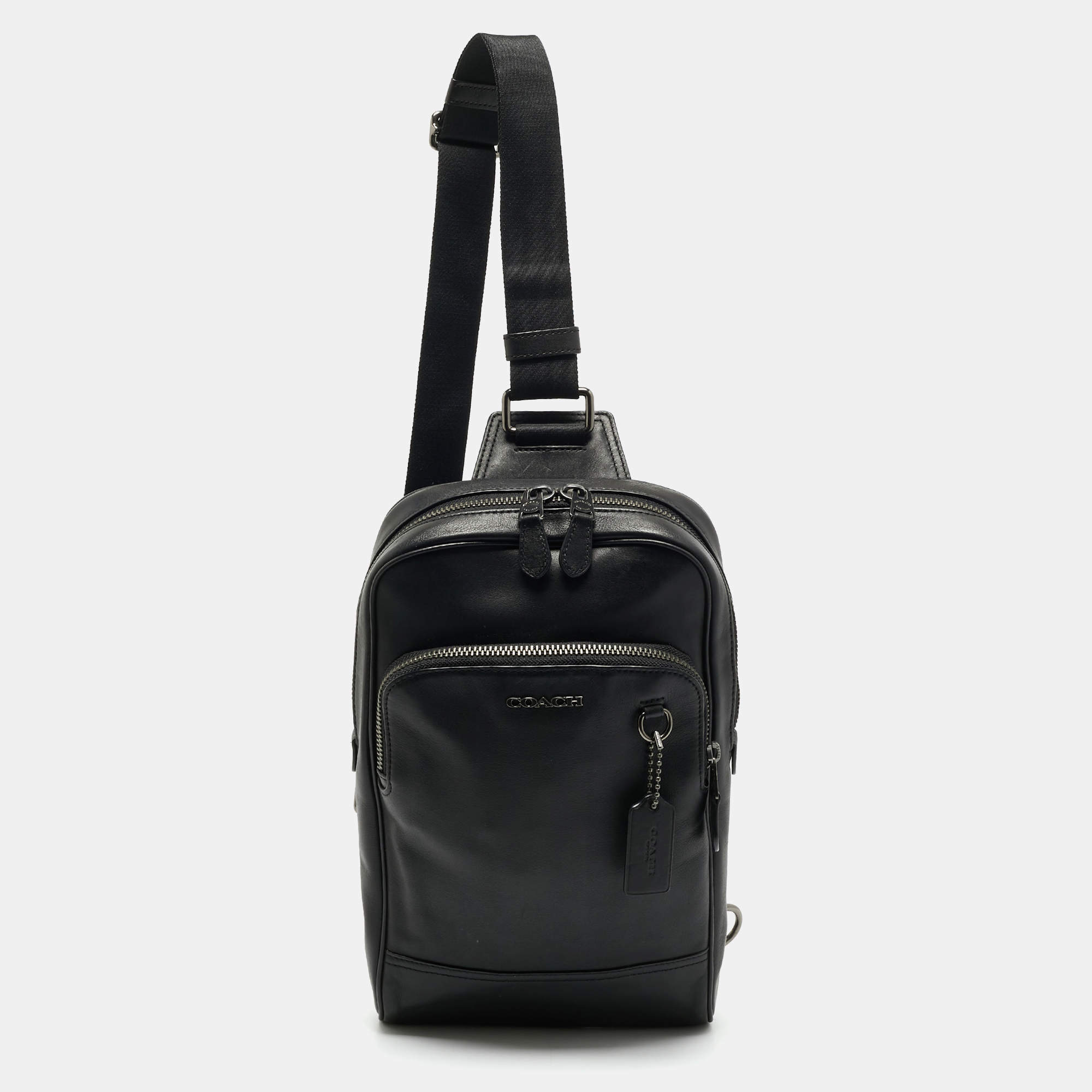 Coach Black Leather Graham Pack Bag