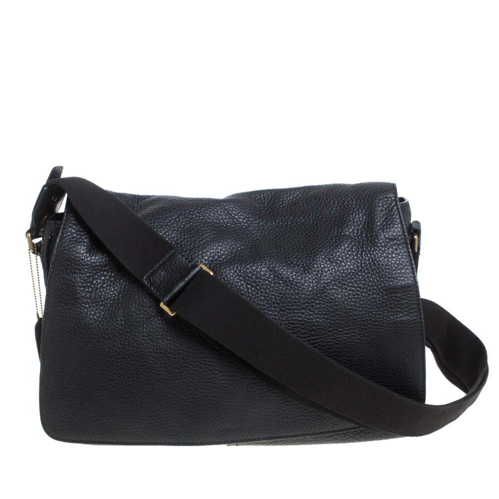 Coach Black Pebbled Leather Courier Legacy Messenger Bag