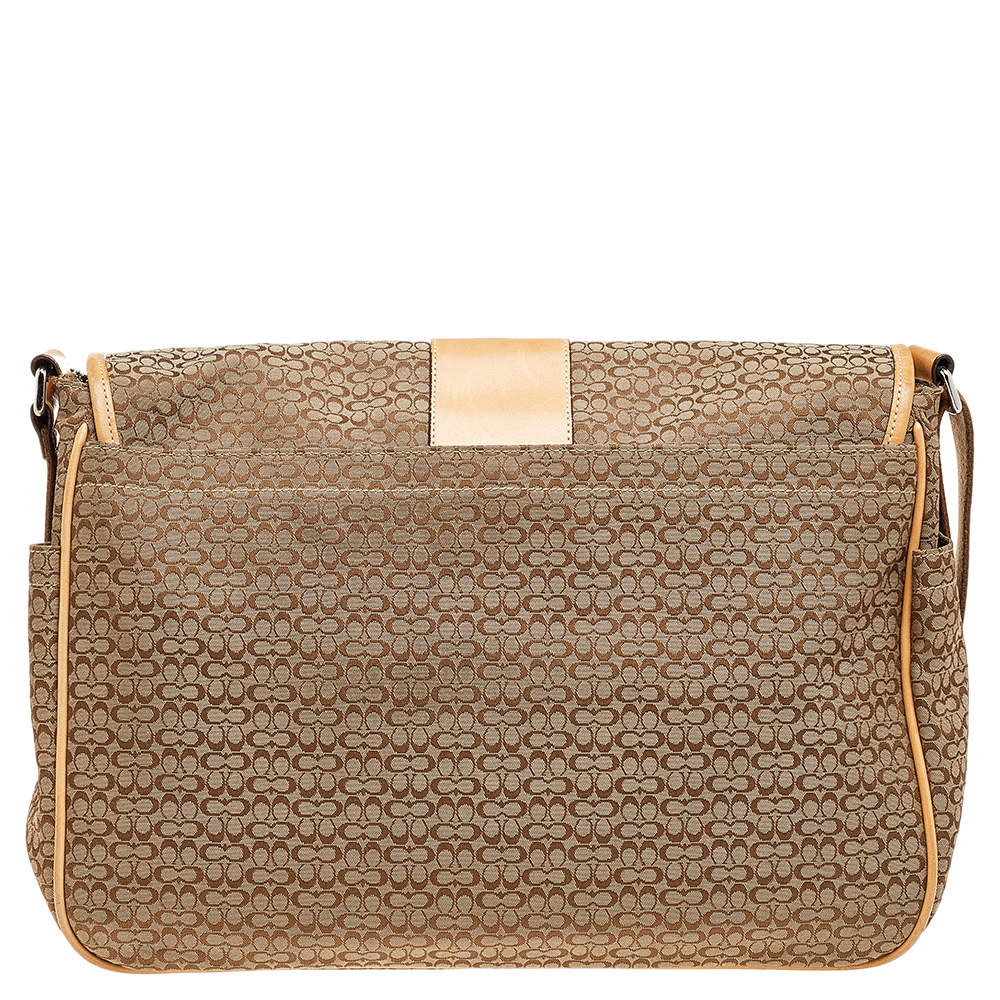 Coach Beige/Brown Signature Canvas And Leather Diaper Messenger Bag Coach |  The Luxury Closet