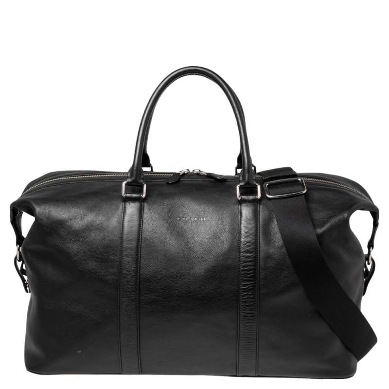 Coach Black Leather Voyager Duffel Bag