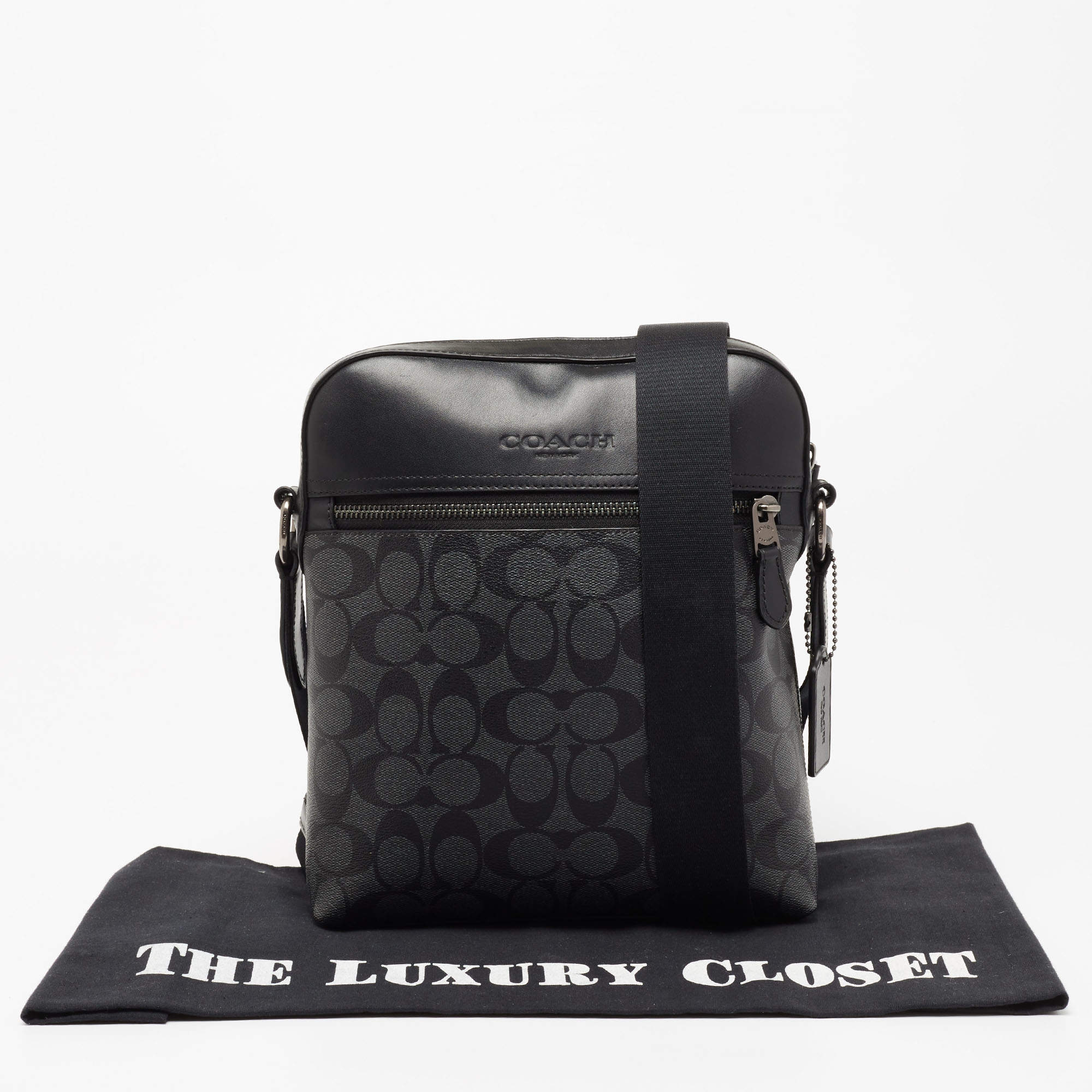 Coach Black Signature Embossed Leather Flight Messenger Bag Coach | The  Luxury Closet