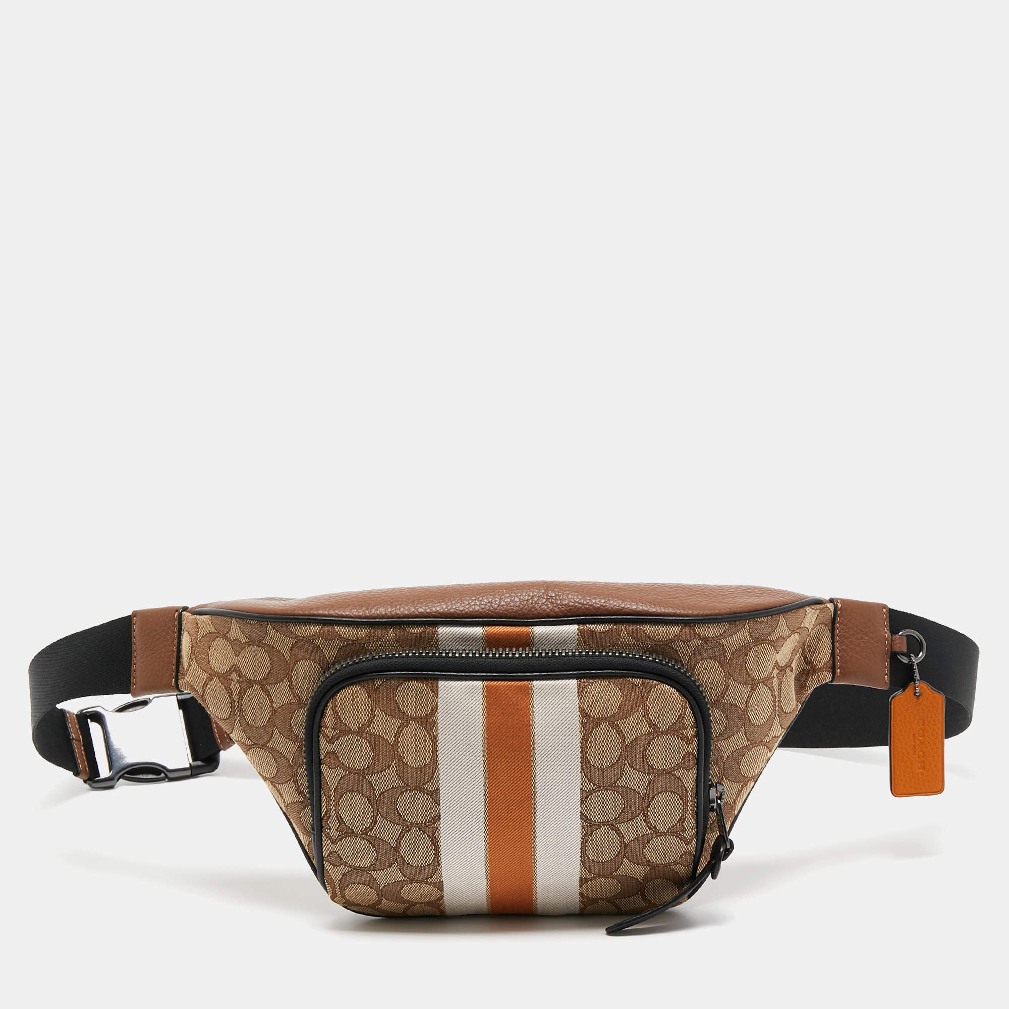 Coach Beige/Black Canvas and Leather Thompson Belt Bag