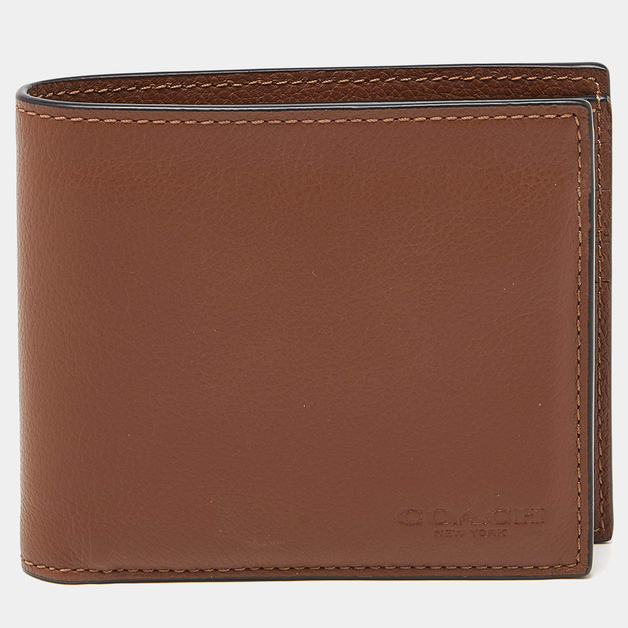 Coach Compact Id Wallet In Signature authentic Leather