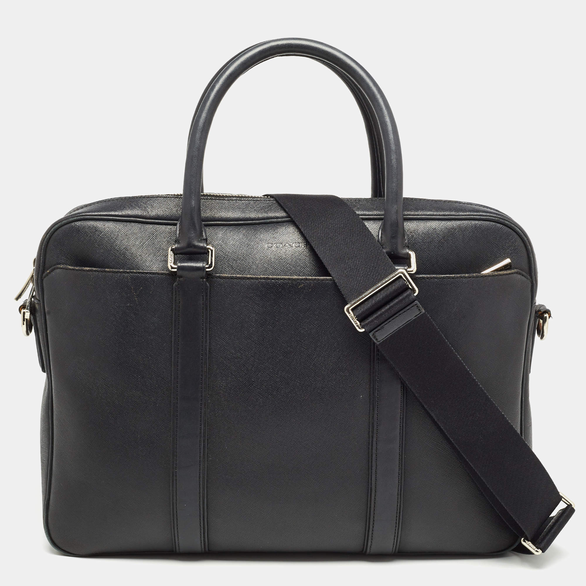 Coach Black Leather Metropolitan Briefcase/Laptop Bag