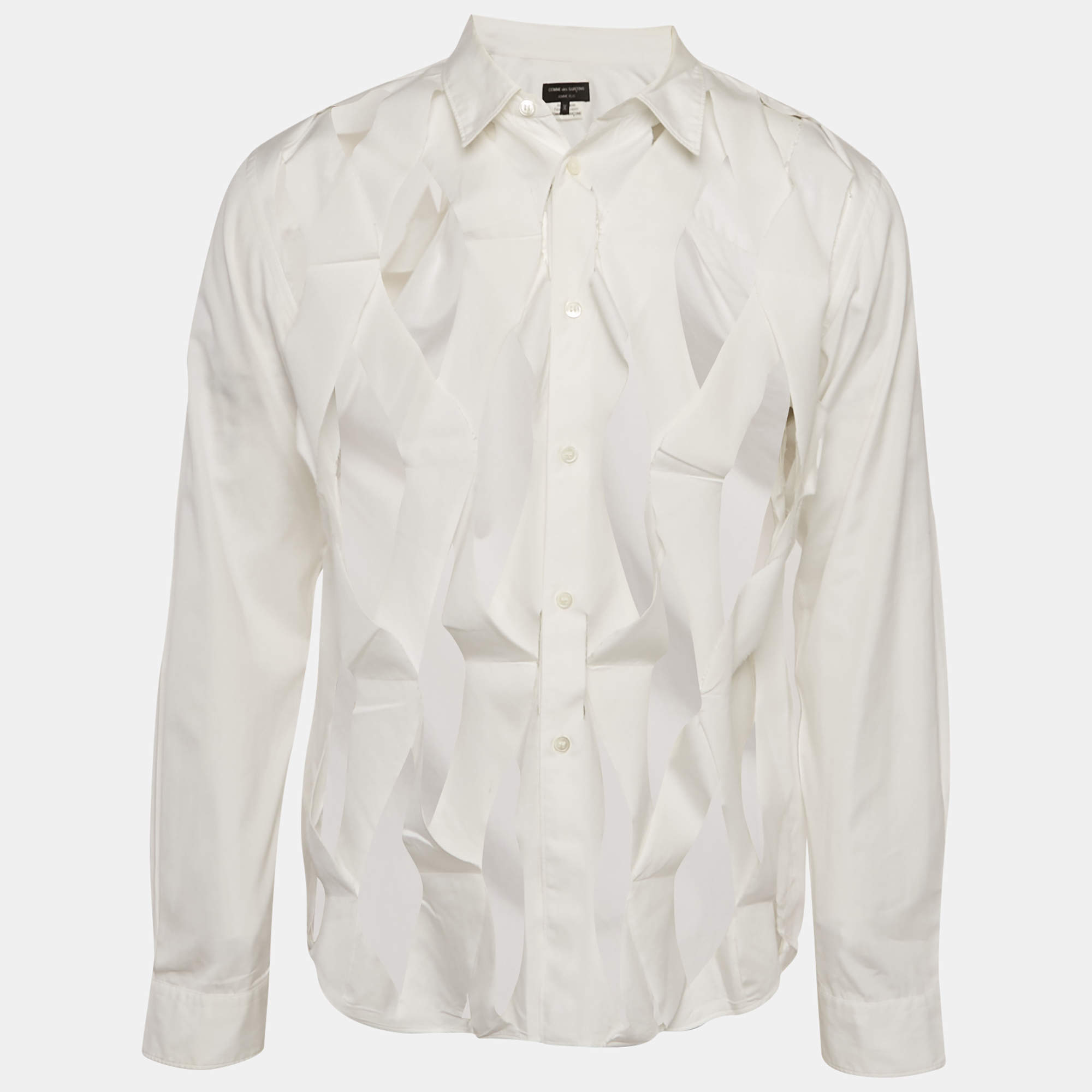 Pre Owned Comme des Garcons White Cotton Frilled Shirt M