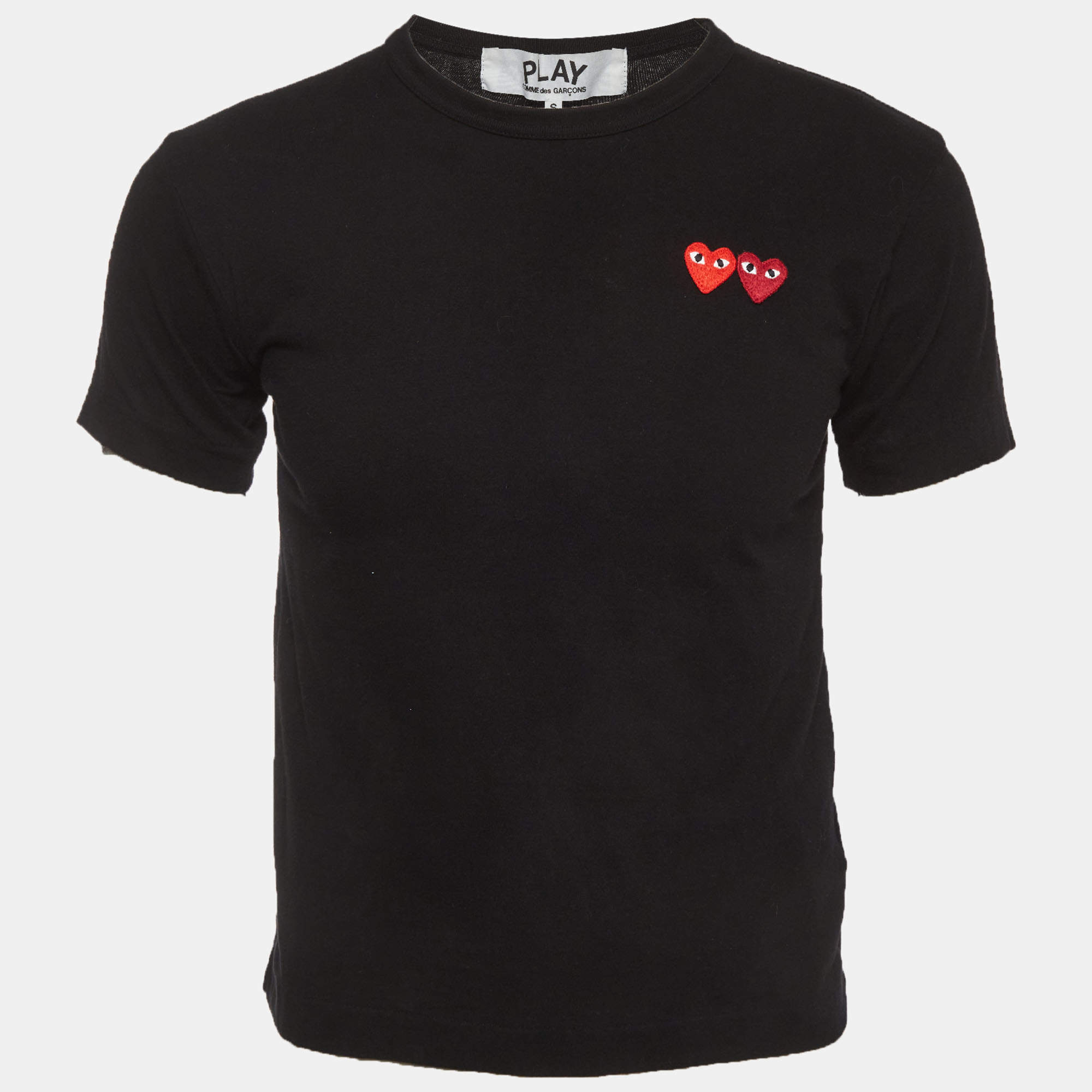 Pre Owned Comme des Garcons Play Black Jersey Heart Embroidered T-Shirt S