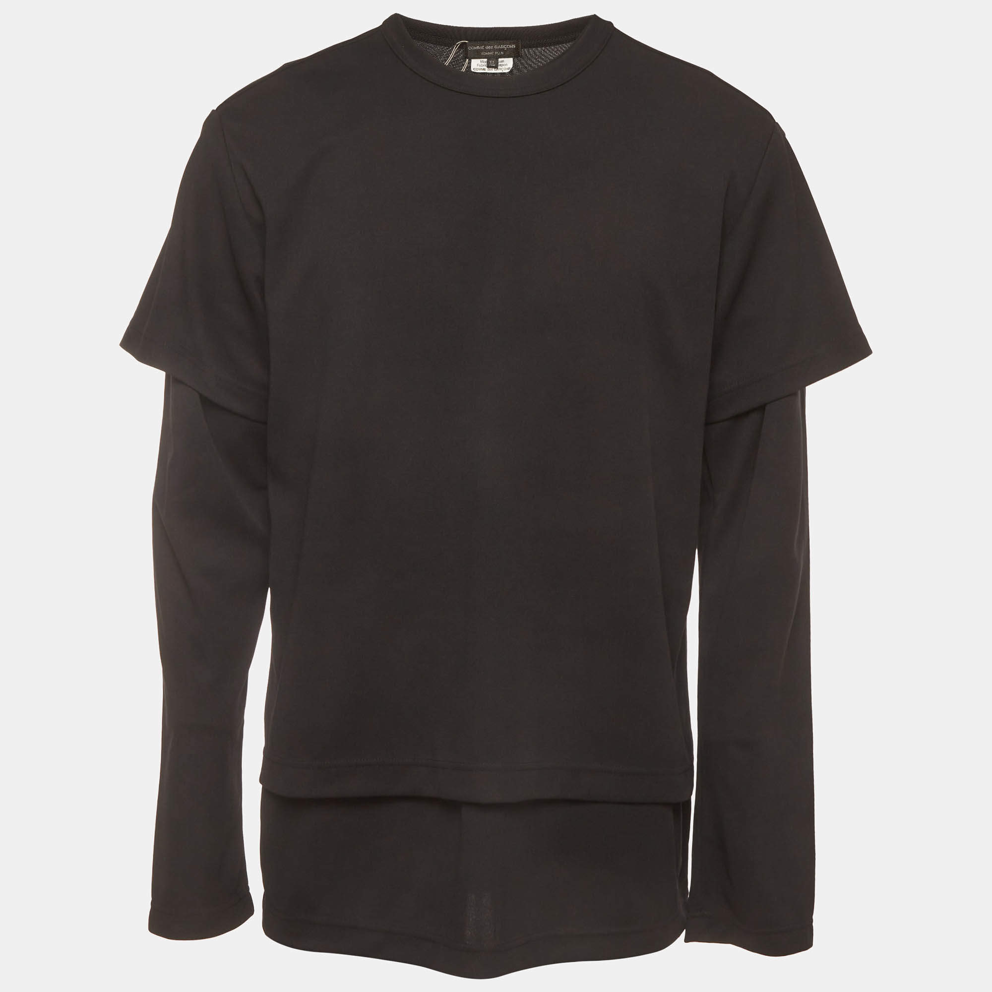 Pre Owned Comme des Garcons Black Jersey Long Sleeve Crewneck  T-Shirt XL