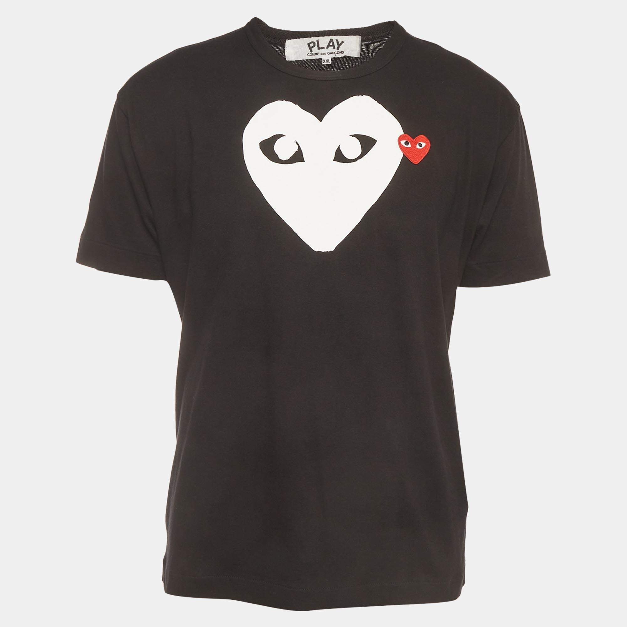 Pre Owned Comme des Garçons PLAY Black Heart Graphic Jersey T-Shirt XL
