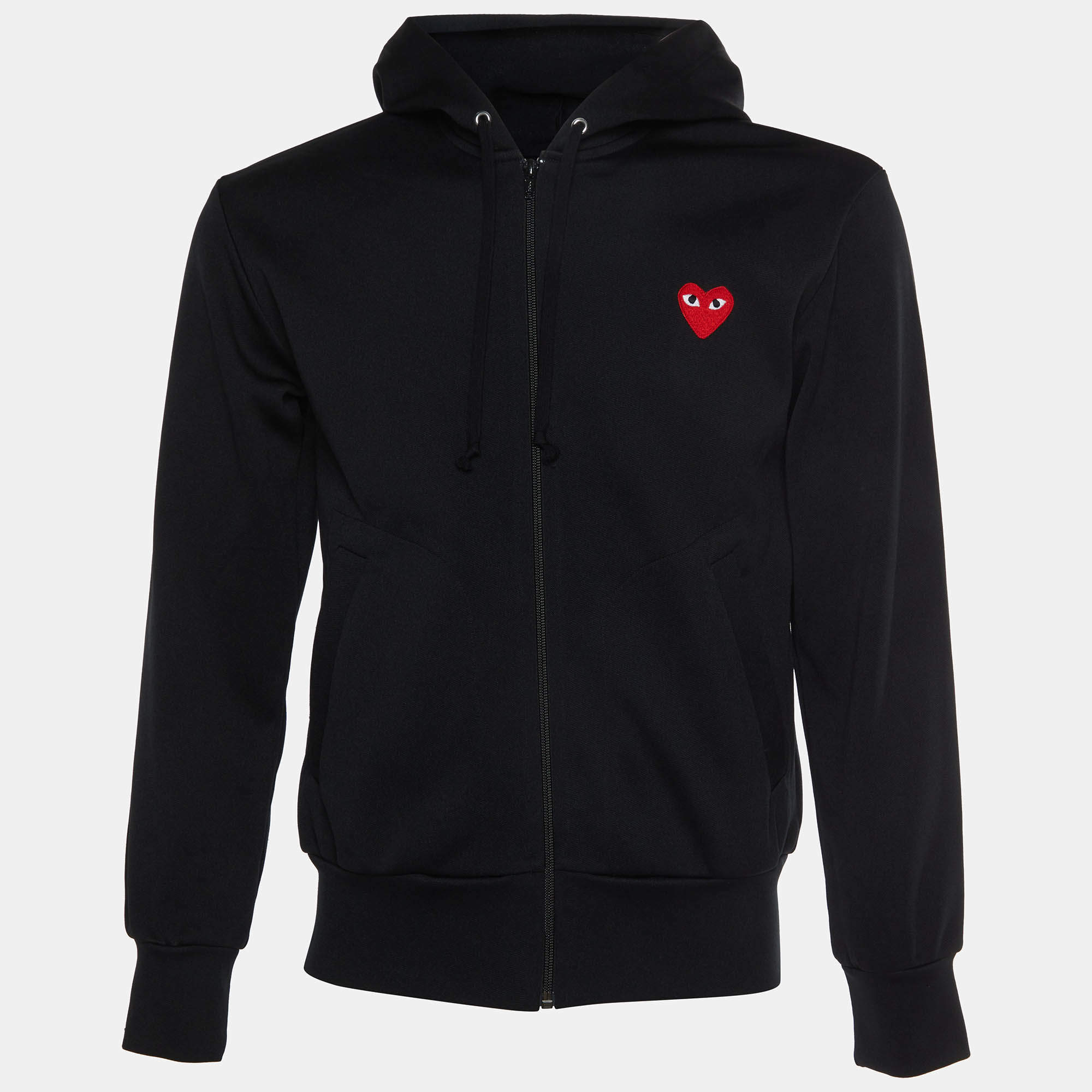 مملوكة مسبقًا Comme des Garçons Play Black Jersey Zip-Up Hoodie S