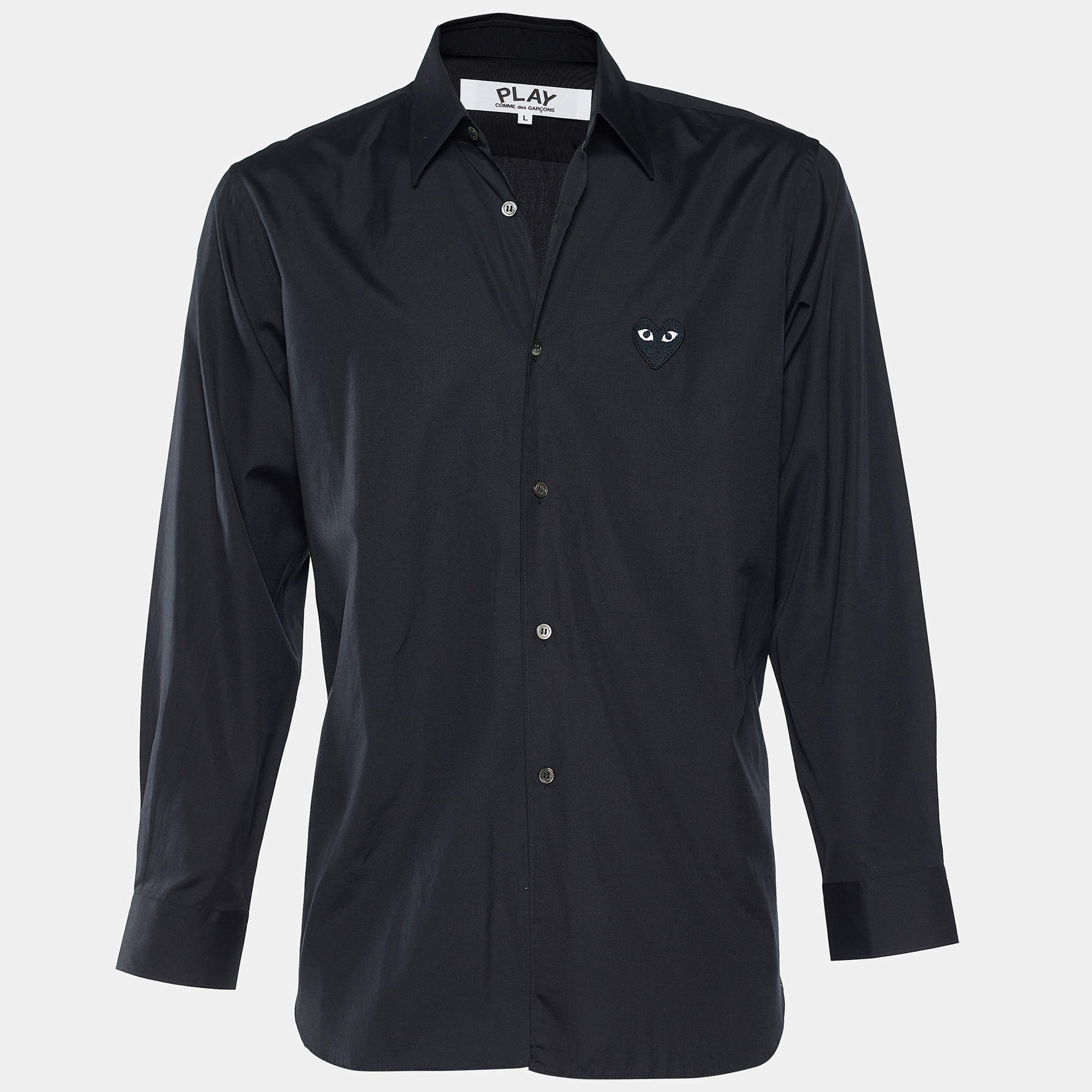 Comme des Garçons Play Black Heart Applique Shirt L