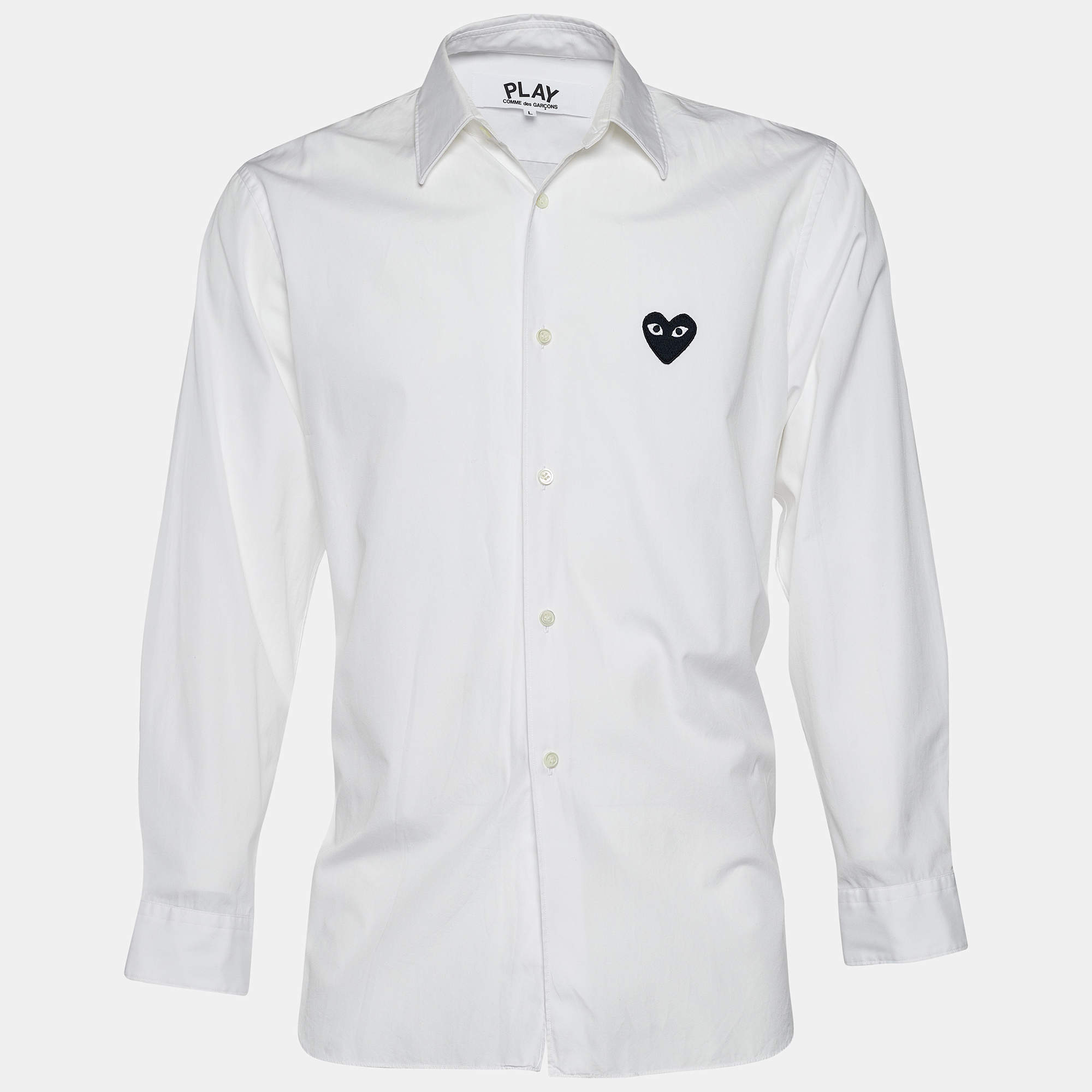 Comme des Garçons Play White Heart Applique Shirt L