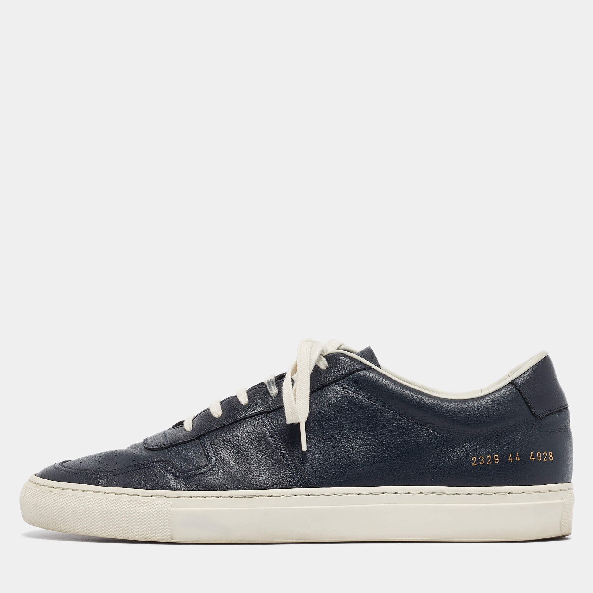 Common Projects Navy Blue Leather Bumby Lace Up Sneakers Size 44