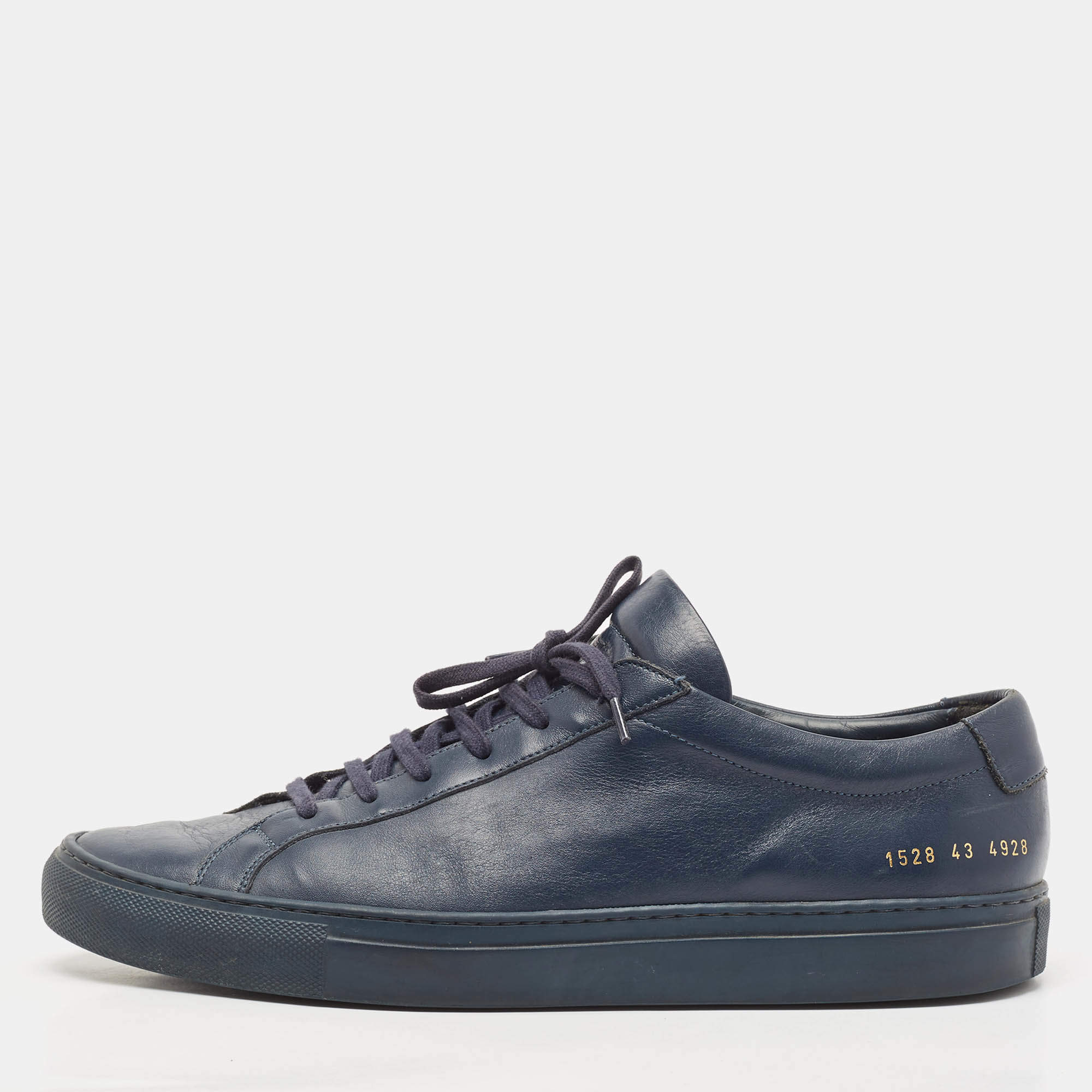 Common Projects Blue Leather Achilles Lace Up Sneakers Size 43