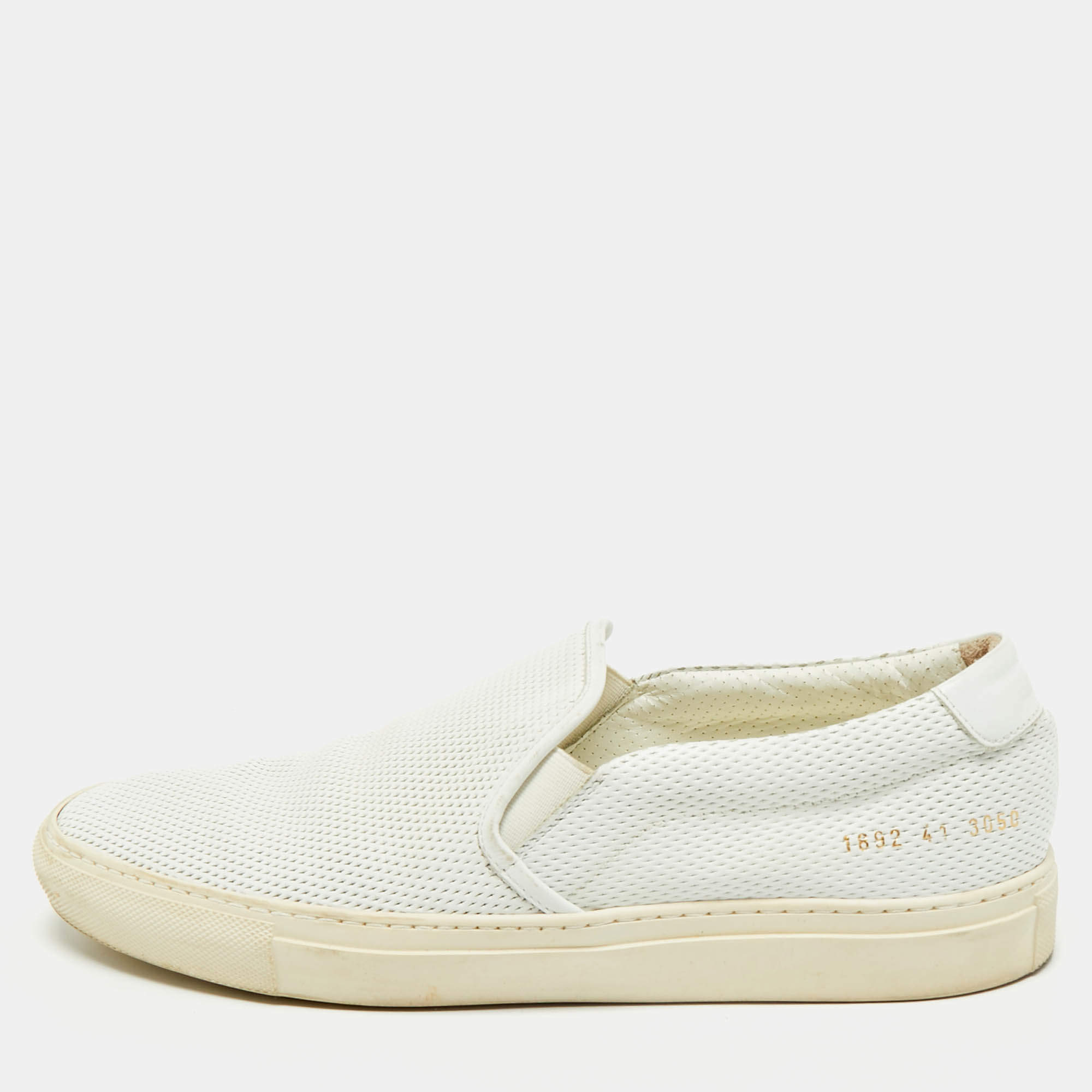 Pre Owned Common Projects White Leather Low Top Sneakers Size 41