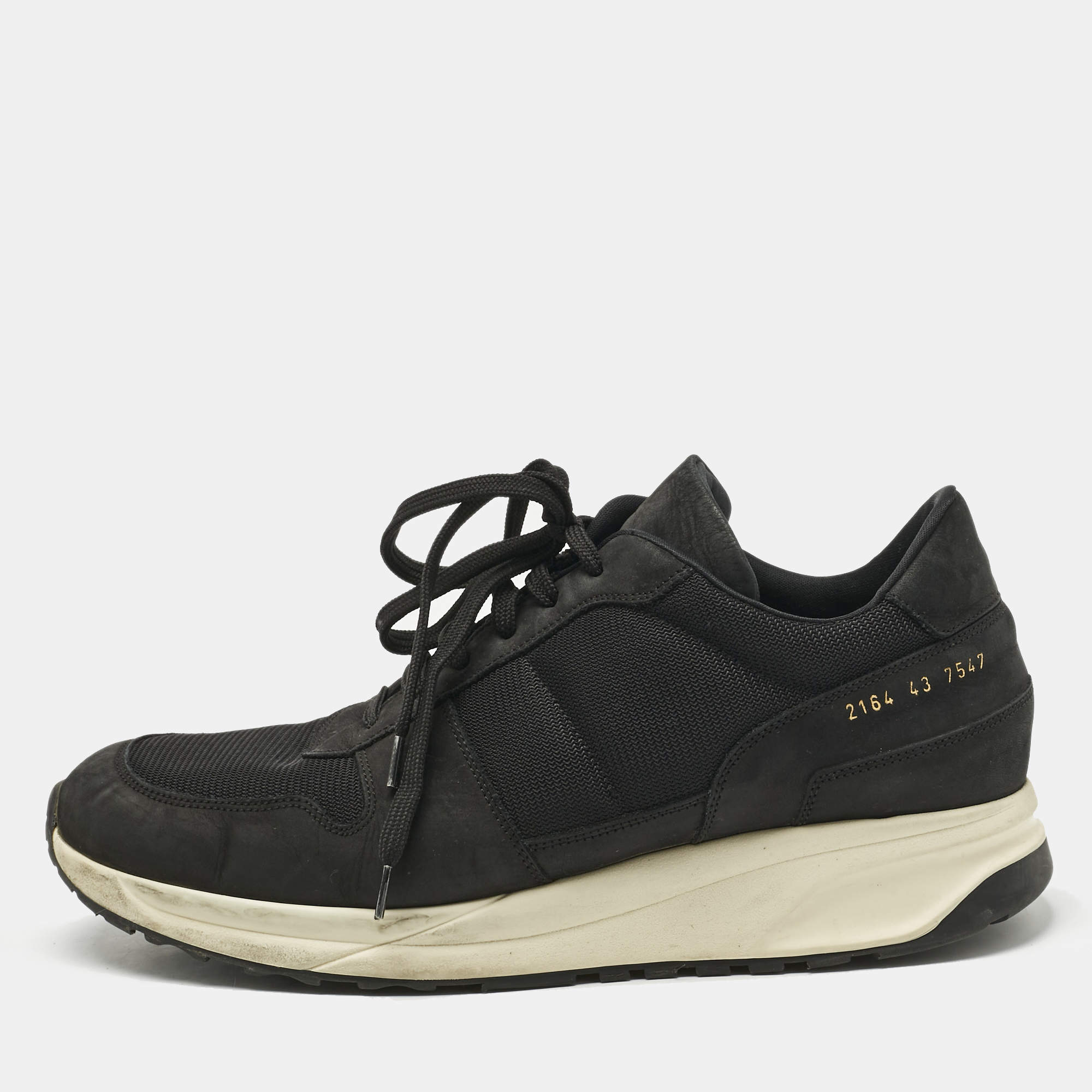Pre Owned Common Projects Black Nubuck Leather and Suede Track Classic Lace Up Sneakers Size 43