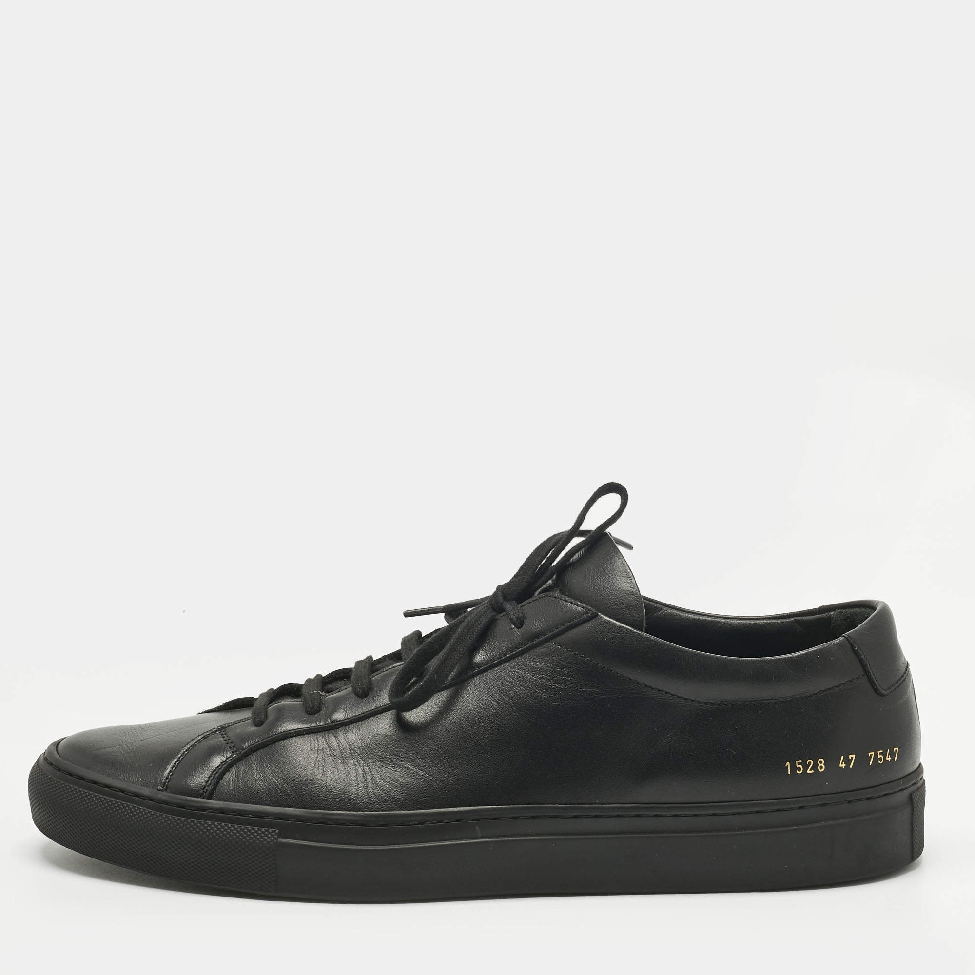 Pre Owned Common Projects Black Leather Achilles Lace Up Sneakers Size 47