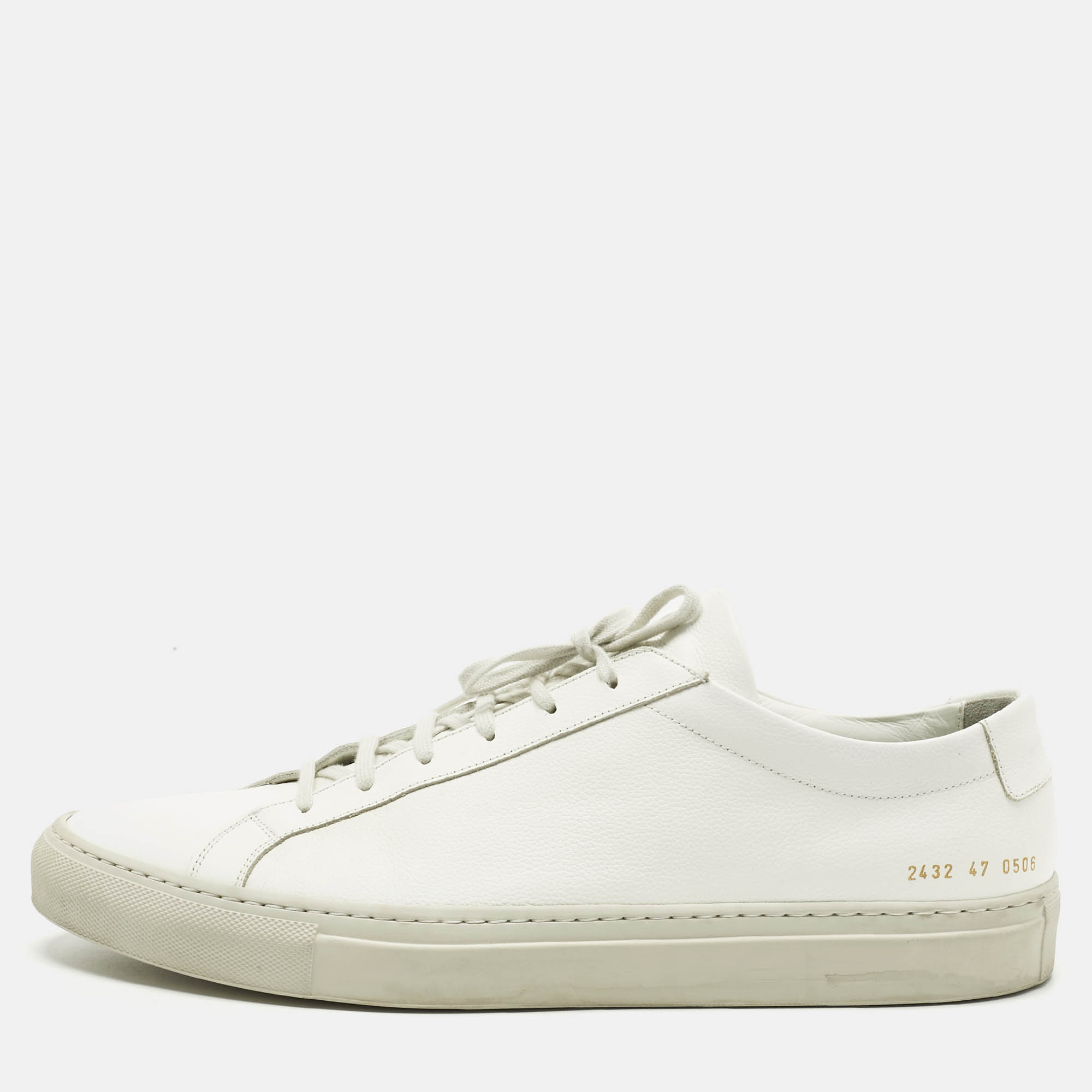 Pre Owned Common Projects White Leather Achilles Lace Up Sneakers Size 47