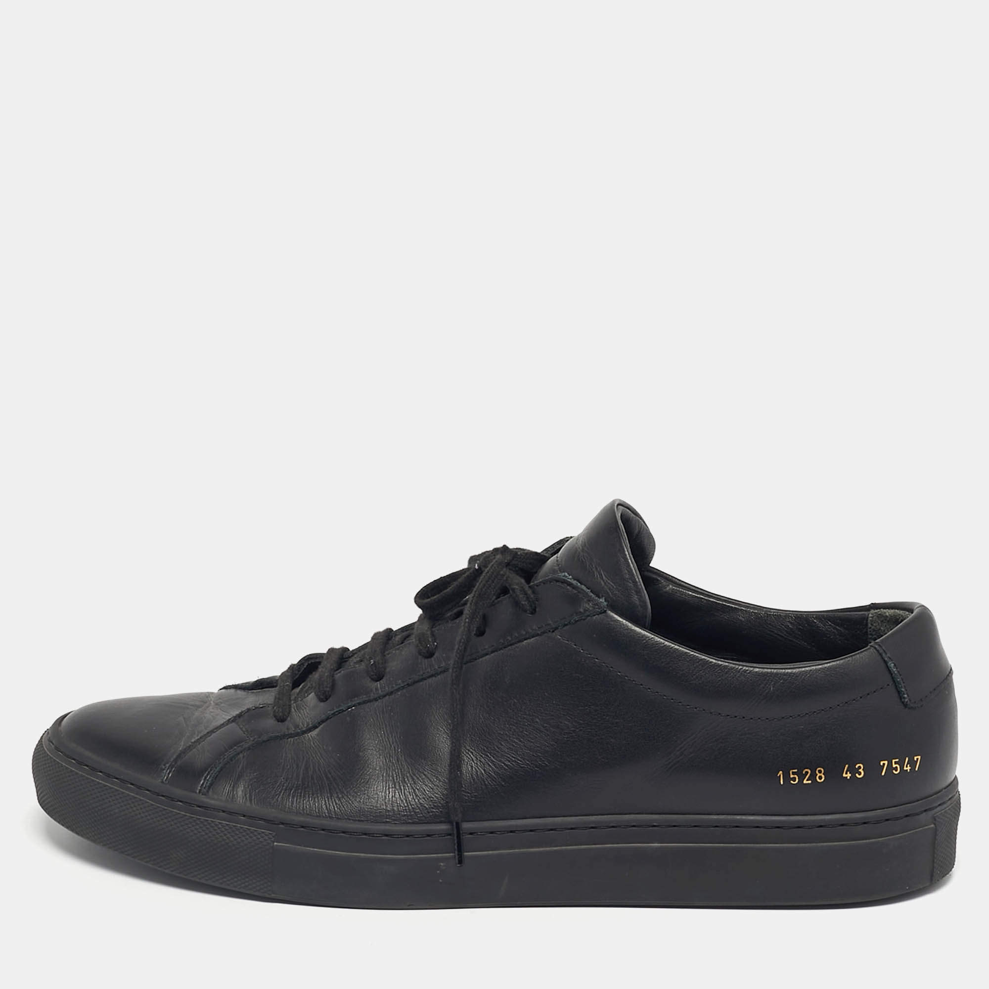 Pre Owned Common Projects Black Leather Lace Up Sneakers Size 43