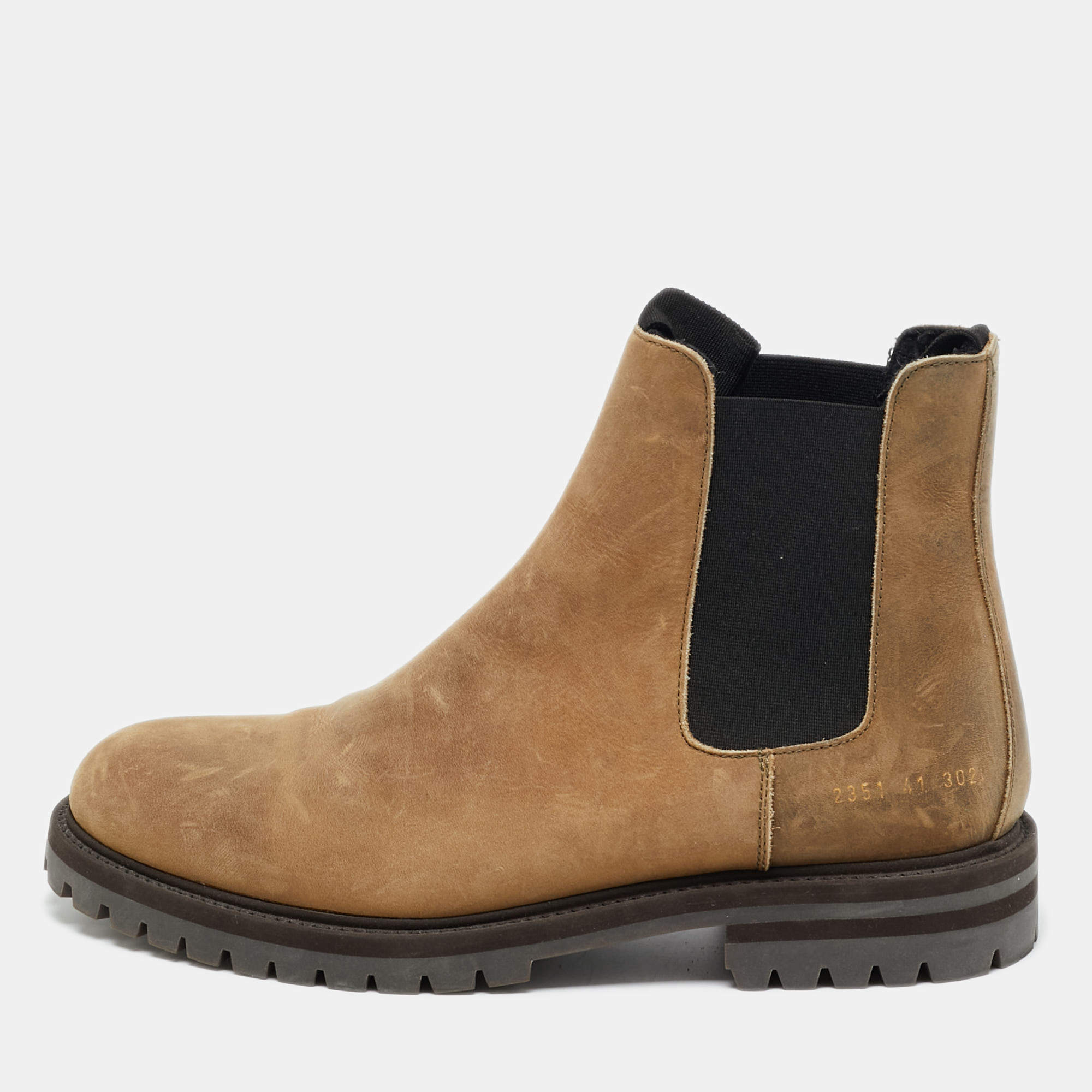 Pre Owned Common Projects Size 41 Brown Nubuck Leather Chelsea Boots