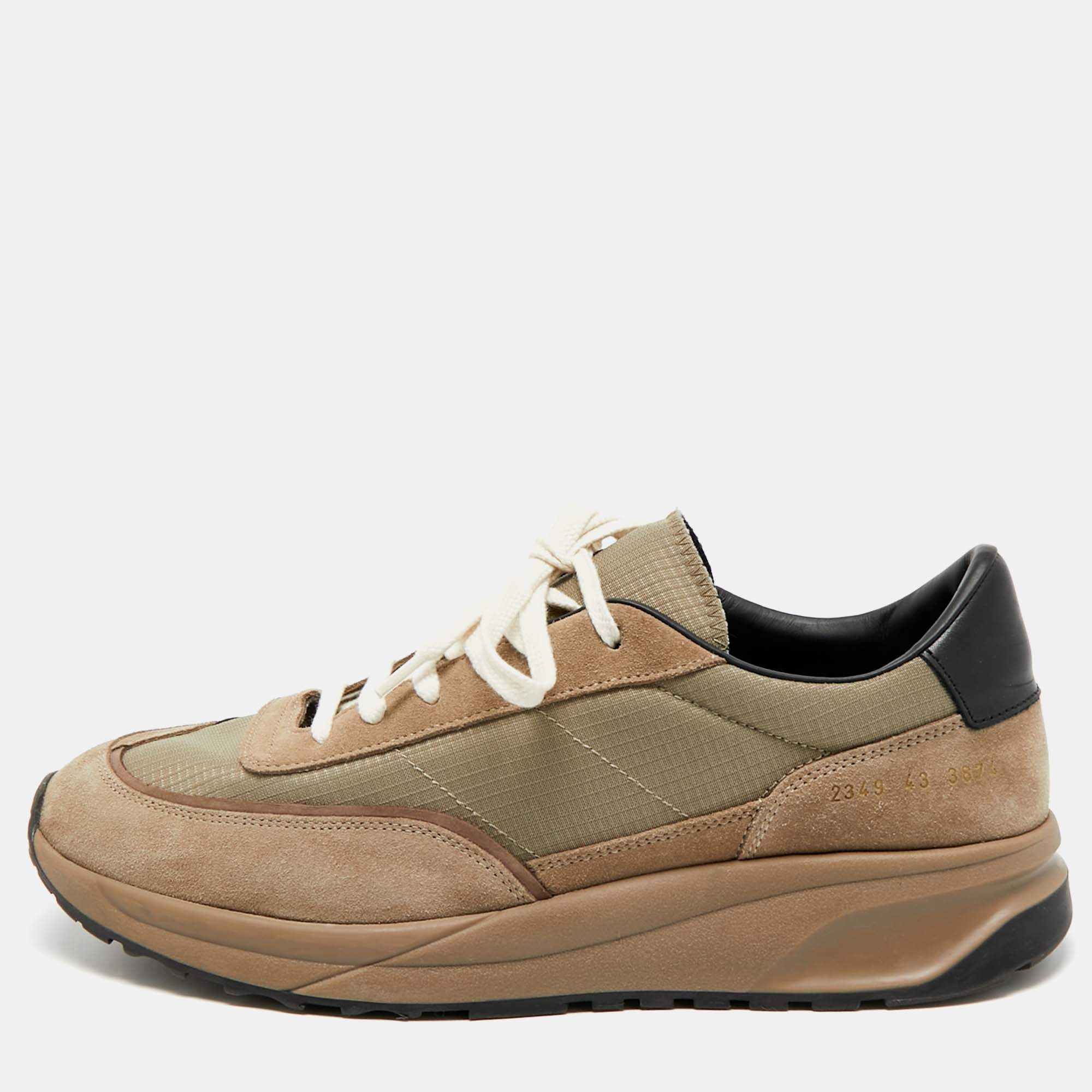 Pre Owned Common Projects Track Classic Size 43 Grey Mesh and Suede Lace Up Sneakers