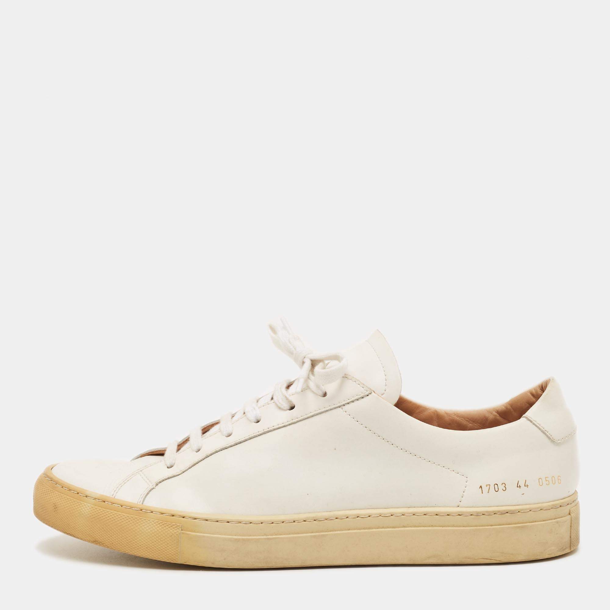 Pre Owned Common Projects Achilles Size 44 White Leather Lace Up Sneakers
