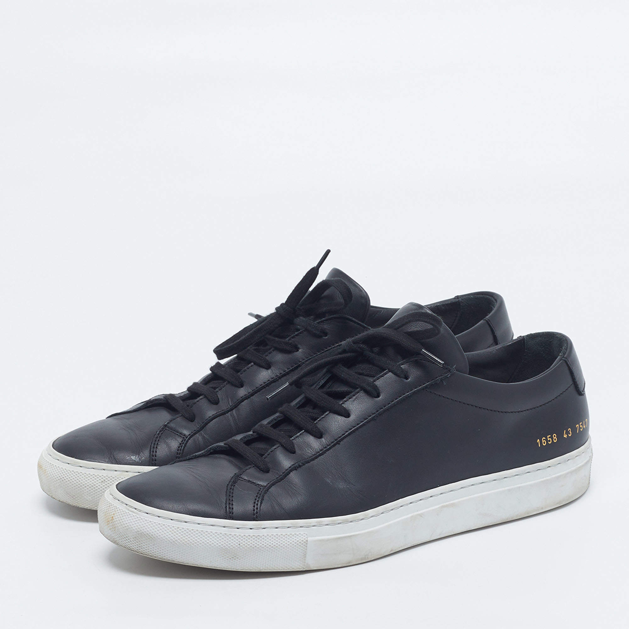 Common Projects Black Leather Achilles Lace Up Sneakers Size 41