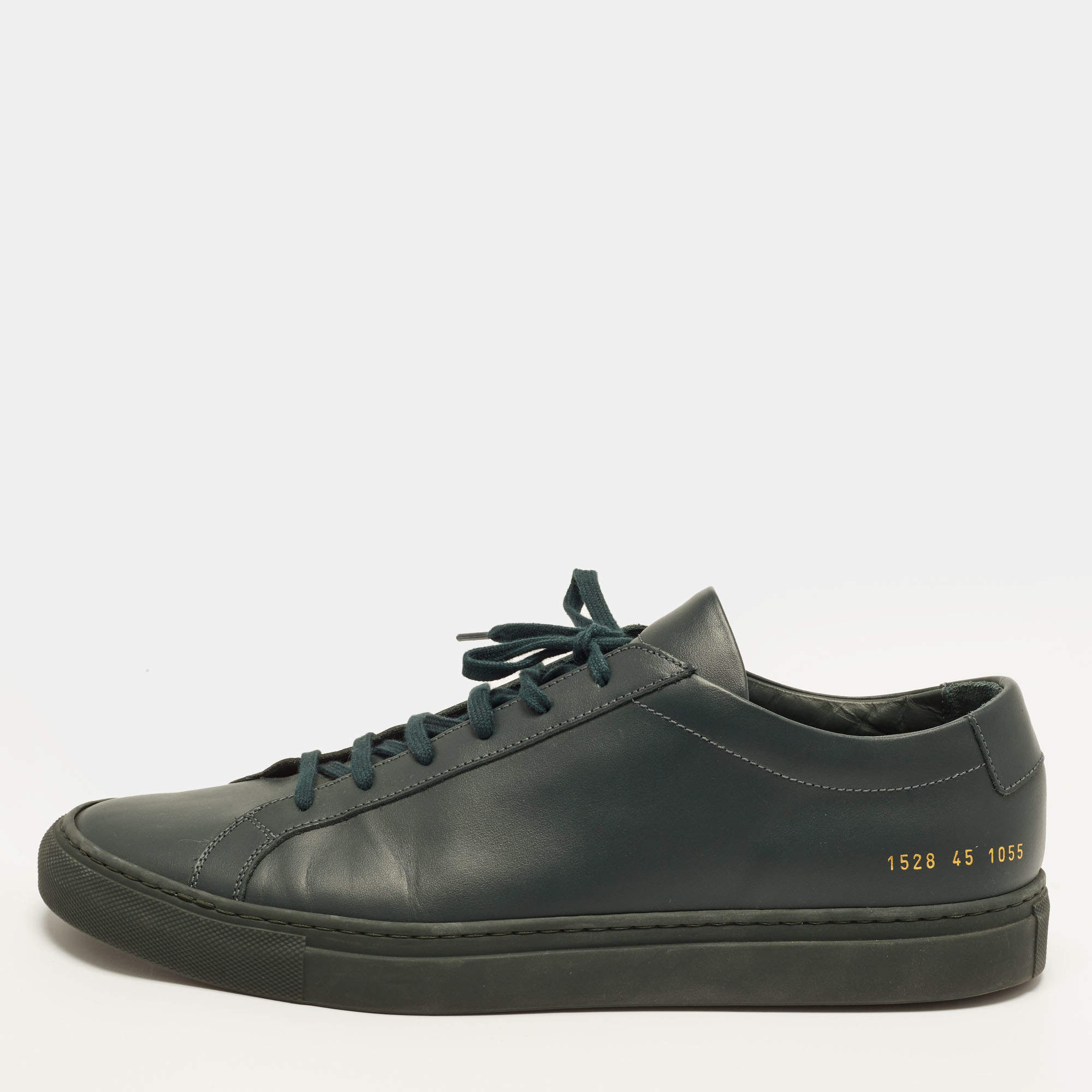 Pre Owned Common Projects Achilles Size 45 Dark Green Leather Low Top Sneakers
