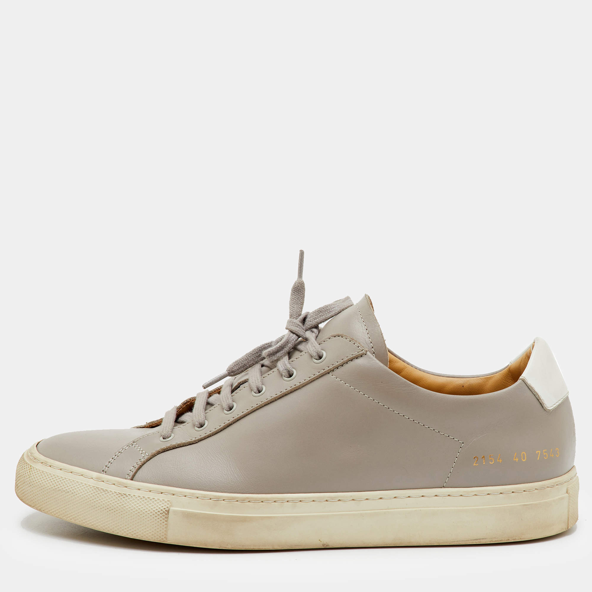 Pre Owned Common Projects Achilles Size 40 Light Grey Leather Low Top Sneakers