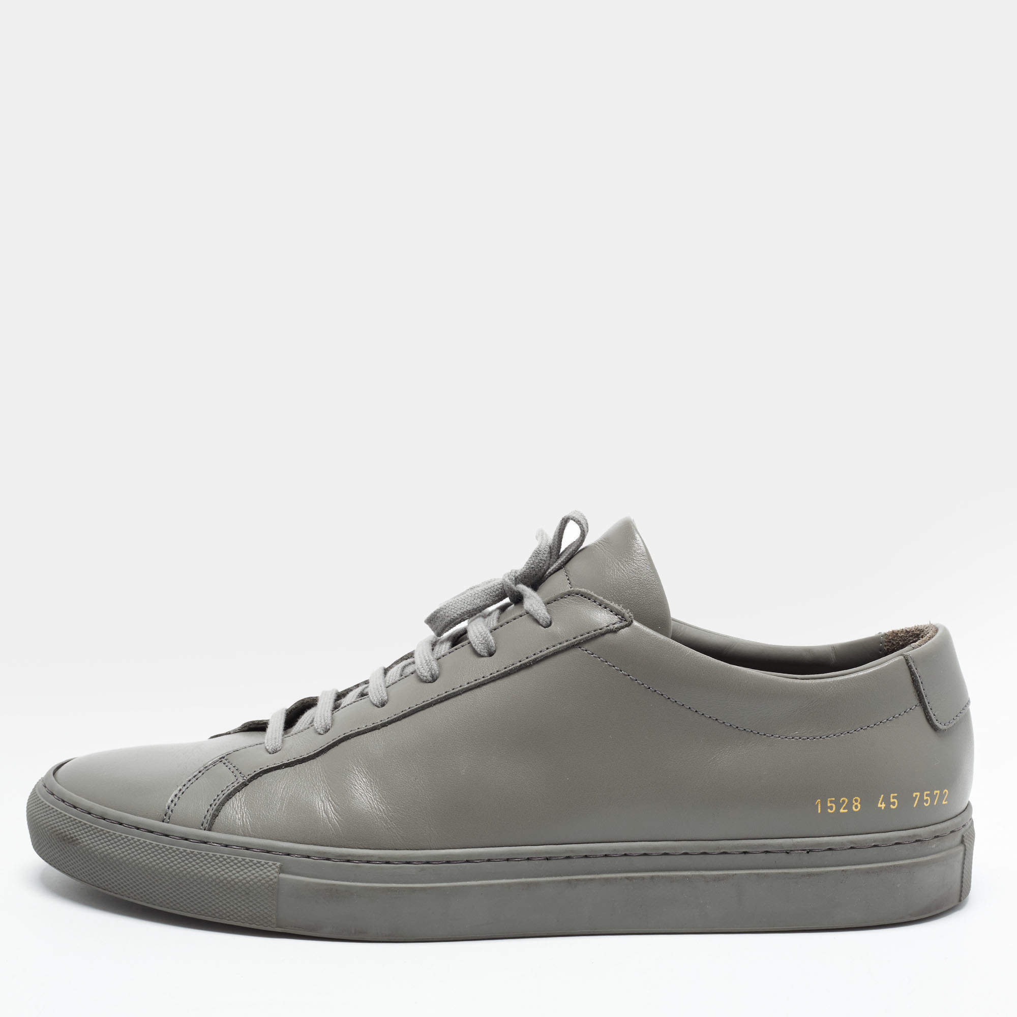 Pre Owned Common Projects Achilles Size 45 Grey Leather Lace Up Sneakers