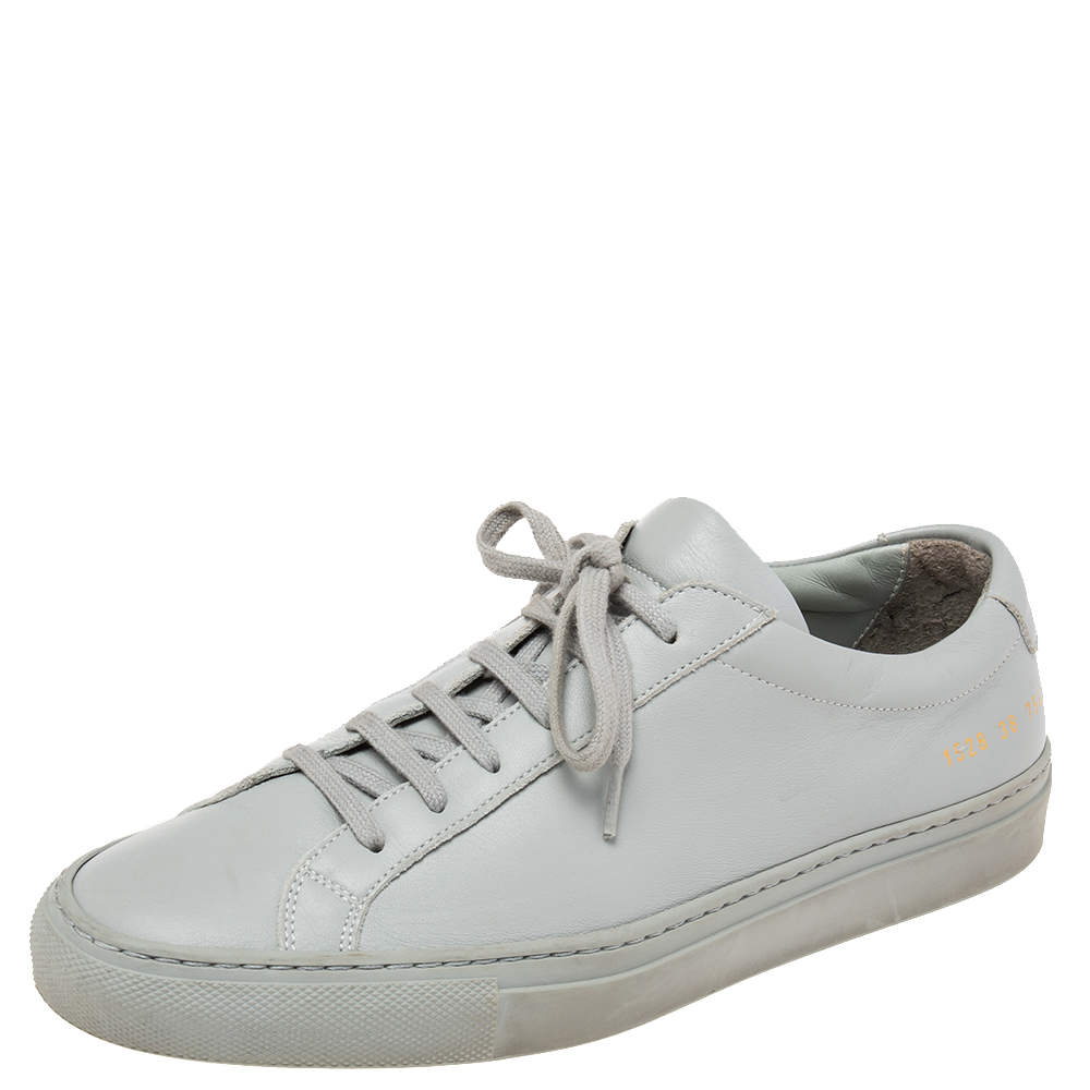 Common Projects Grey Leather Achilles Lace Up Sneakers Size 38