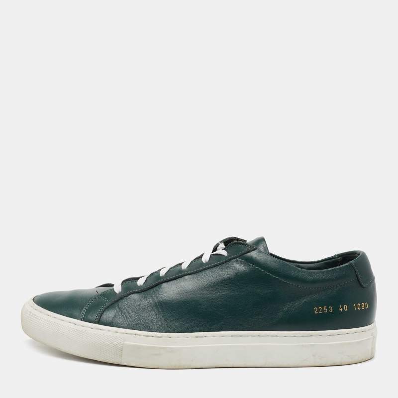 Pre Owned Common Projects Green Leather Achilles Low Top Sneakers Size 40