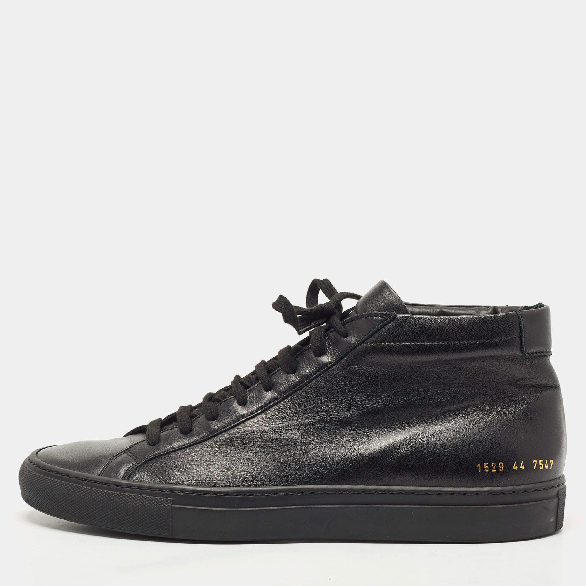 Pre Owned Common Projects Black Leather Achilles High Top Sneakers Size 44