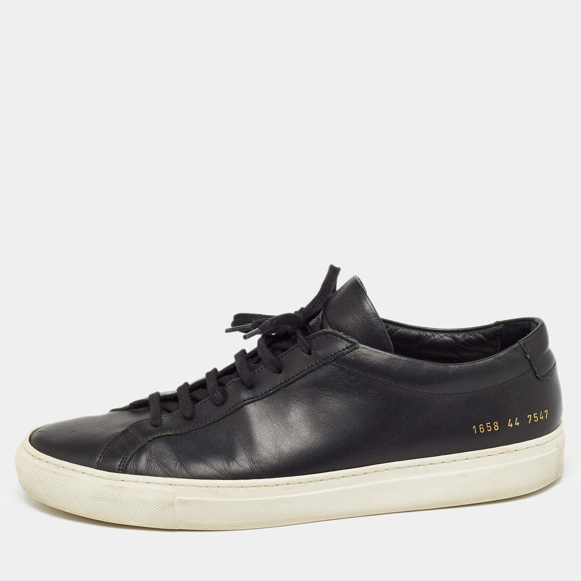Pre Owned Common Projects Black Leather Achilles Sneakers Size 44