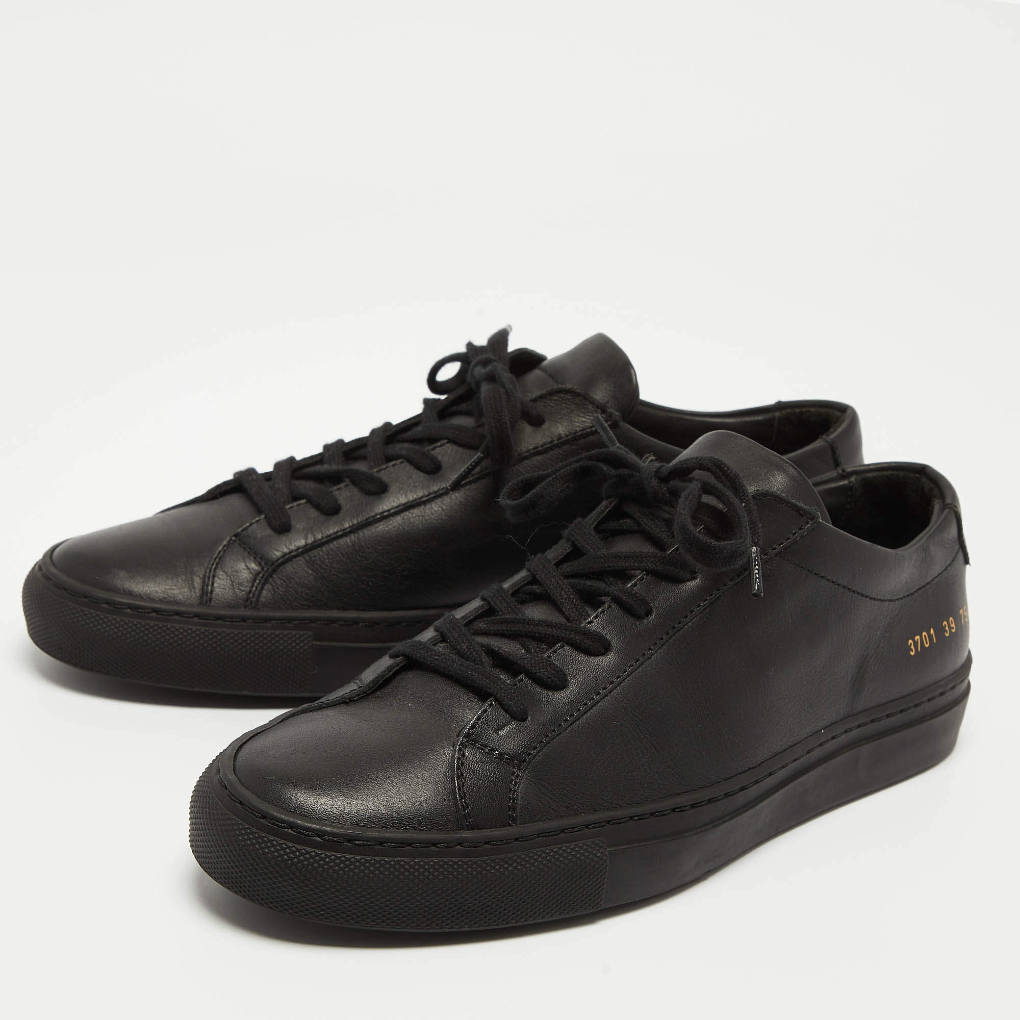 Common Projects Black Leather Achilles Sneakers Size 39 Common Projects TLC