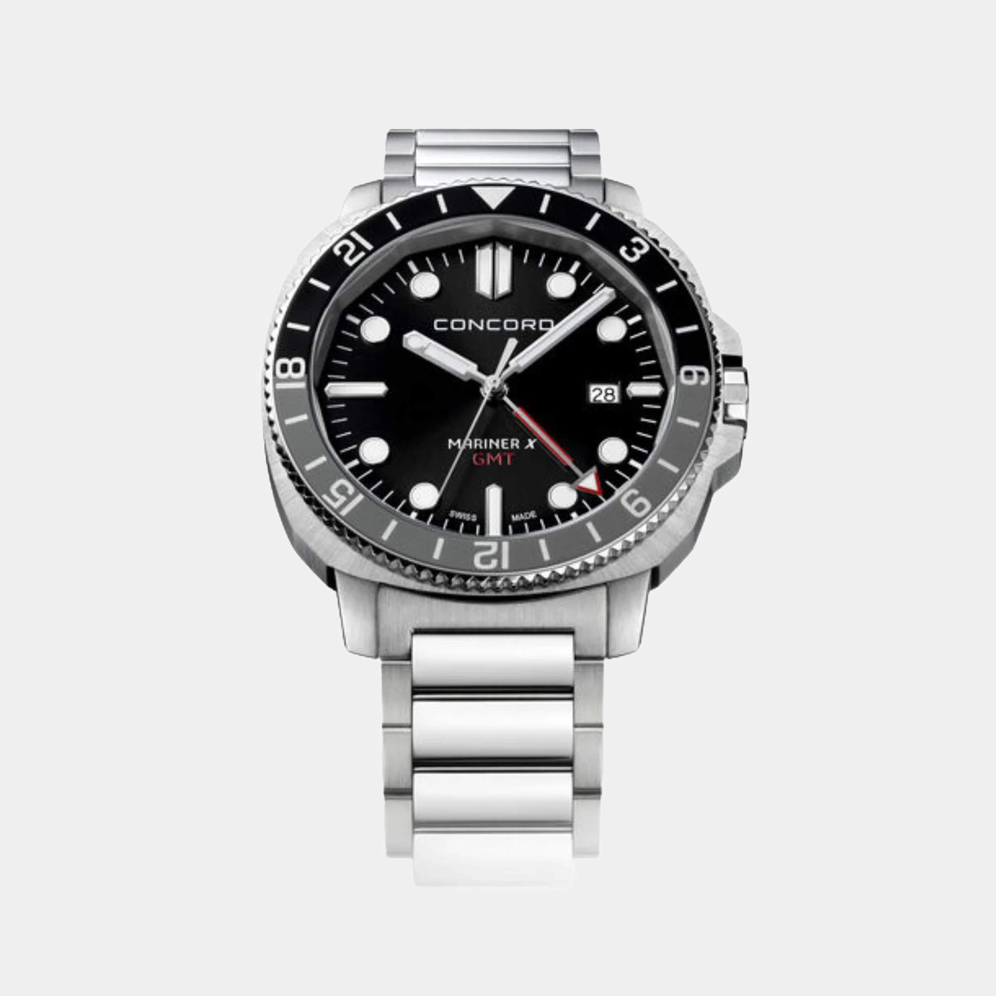 Concord Black Stainless Steel Mariner 320577 Quartz Men's Wristwatch 43 mm