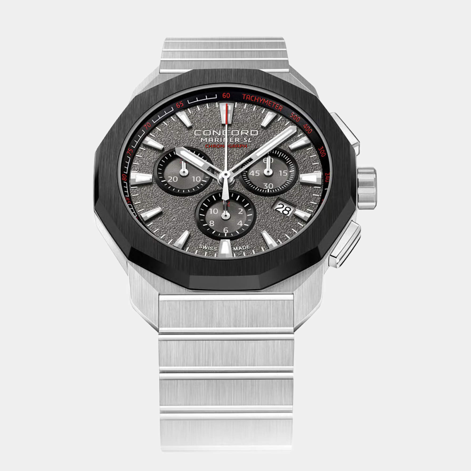 Concord Grey Stainless Steel Mariner SL 0320592 Quartz Men's Wristwatch 42 mm