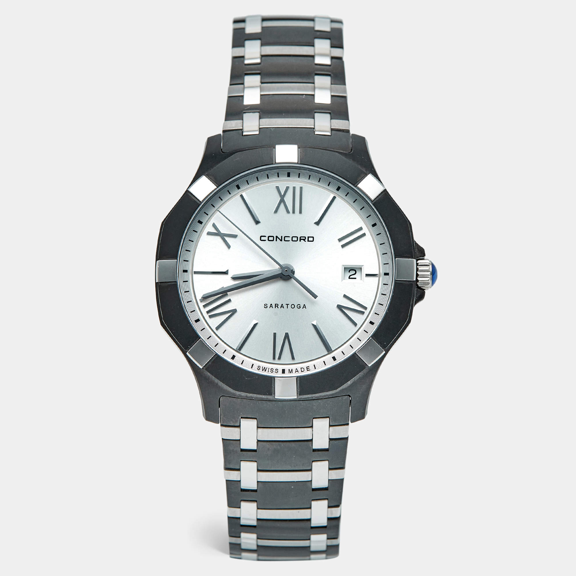 Pre Owned ساعة يد رجالية كونكورد ساراتوغا 02.1.36.1089 ستانلس ستيل لونين فضية 40 مم