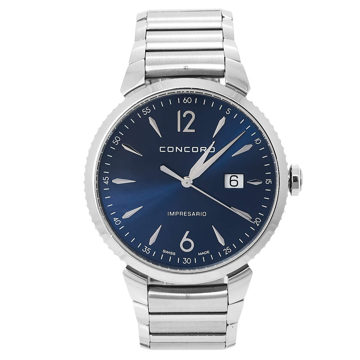 Pre Owned Concord Blue Stainless Steel Impresario 06.1.14.1124 Men's Wristwatch 41 mm